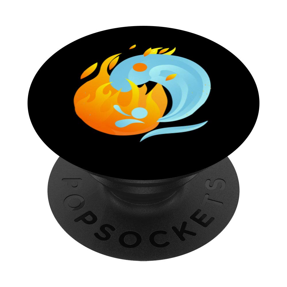 Yin Yang Balance Fire Water Fireman Rescue Force PopSocket Swappable PopGrip - Perfect for Phone Cases, Laptops & Emergency Responders Gifts