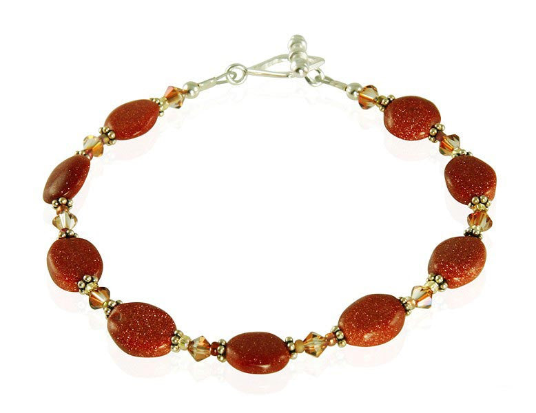 Goldstone Topaz Crystal Beaded Bracelet for Women - Healing Energy Jewelry for Meditation, Yoga & Spiritual Gifts