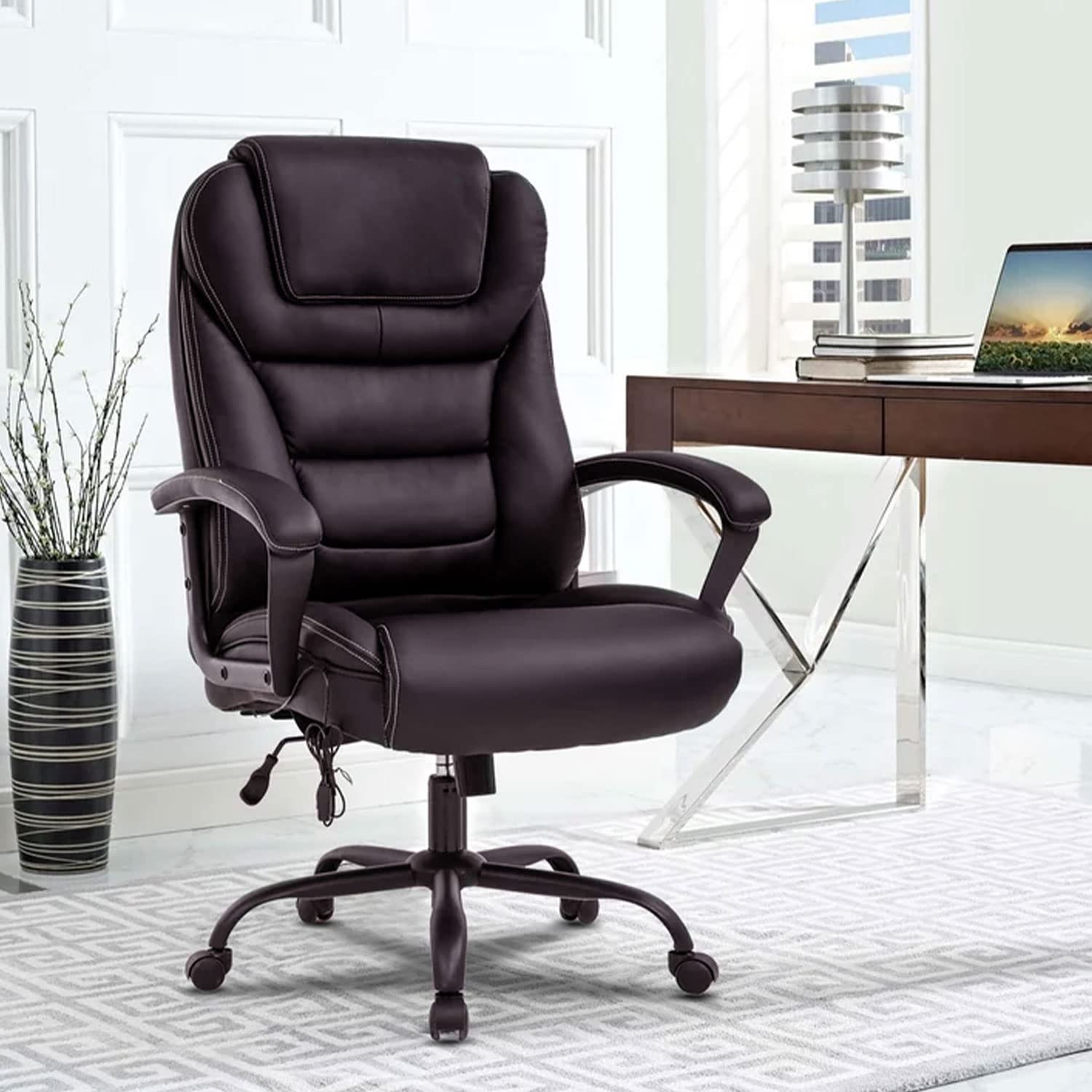 LCH Big & Tall Office Chair 500lbs Capacity - High Back Ergonomic Executive Chair with Wide Seat & Armrests - Heavy Duty Computer Desk Chair for Home Office - Perfect for Plus-Size Professionals & Gaming