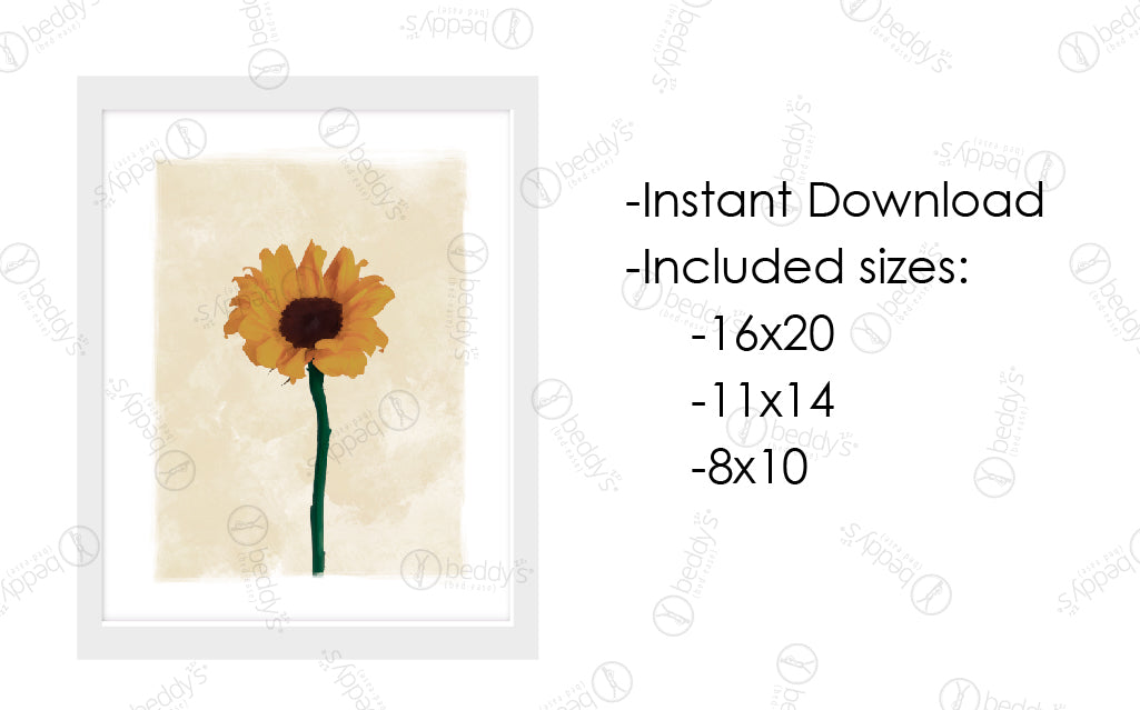 Sunflower Artwork Digital Download - High Resolution Floral Wall Decor for Home, Office & Gifts | Perfect for Living Room, Bedroom & Nursery Decor