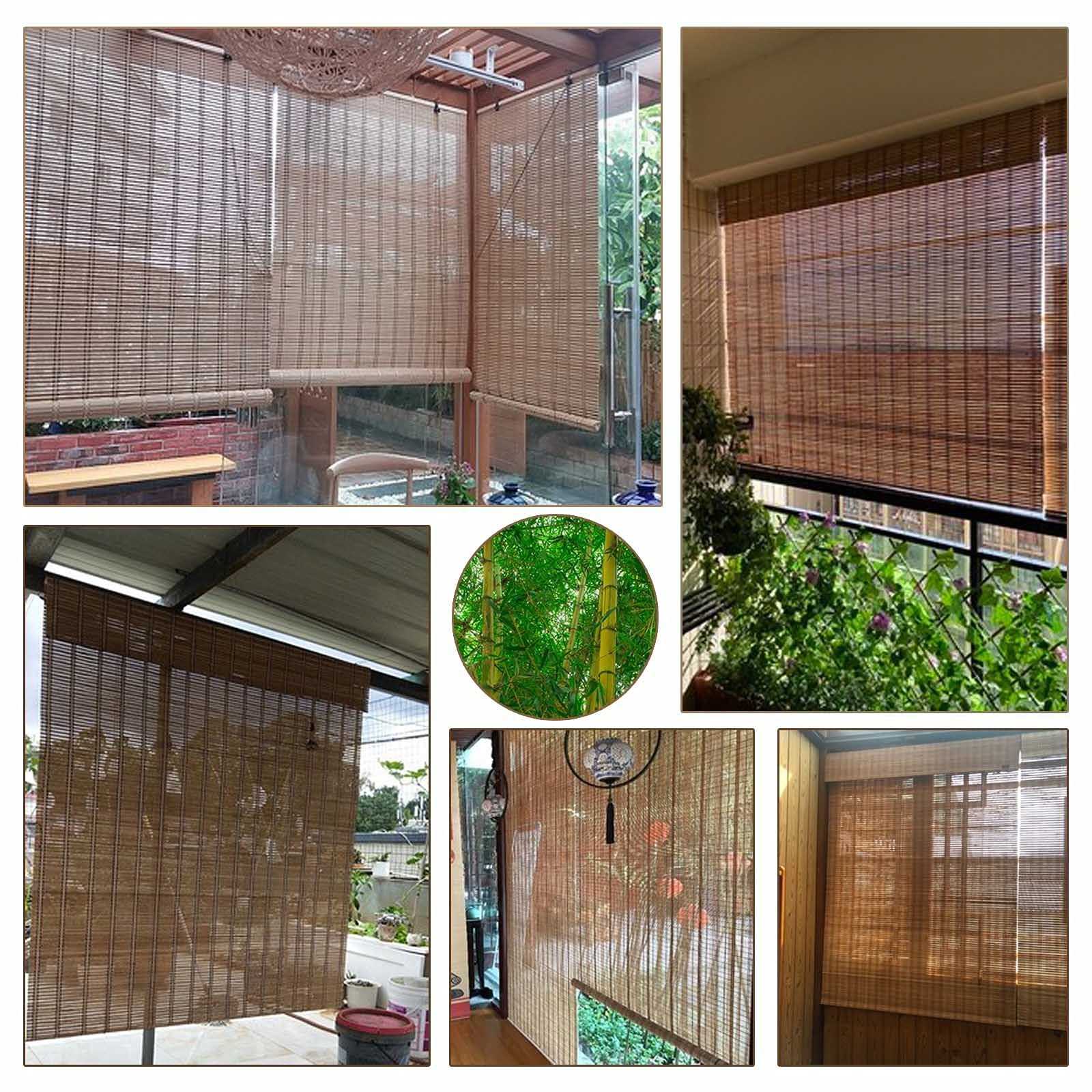 Natural Bamboo Roller Blinds - Waterproof & Breathable Outdoor Bamboo Curtains for Windows & Doors (51x63in) | Customizable Roman Shades for Patio, Balcony & Sunroom Sun Protection