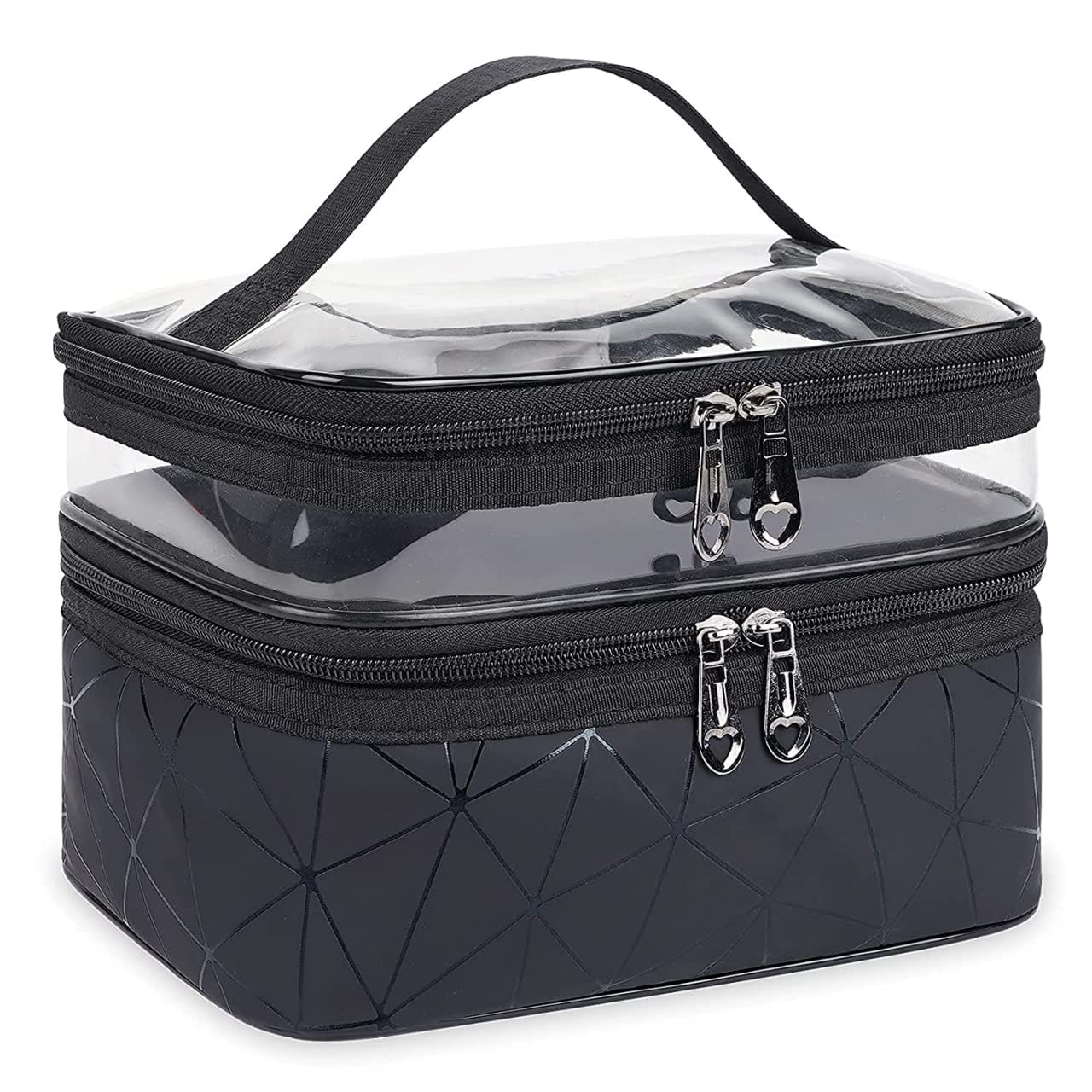 Dherik Tradworld Double Layer Waterproof Cosmetic Bag Organizer - Travel Makeup Pouch for Women & Girls - Perfect for Toiletries, Cosmetics, Jewelry Storage - Ideal for Travel, Gym, Beach & Daily Use