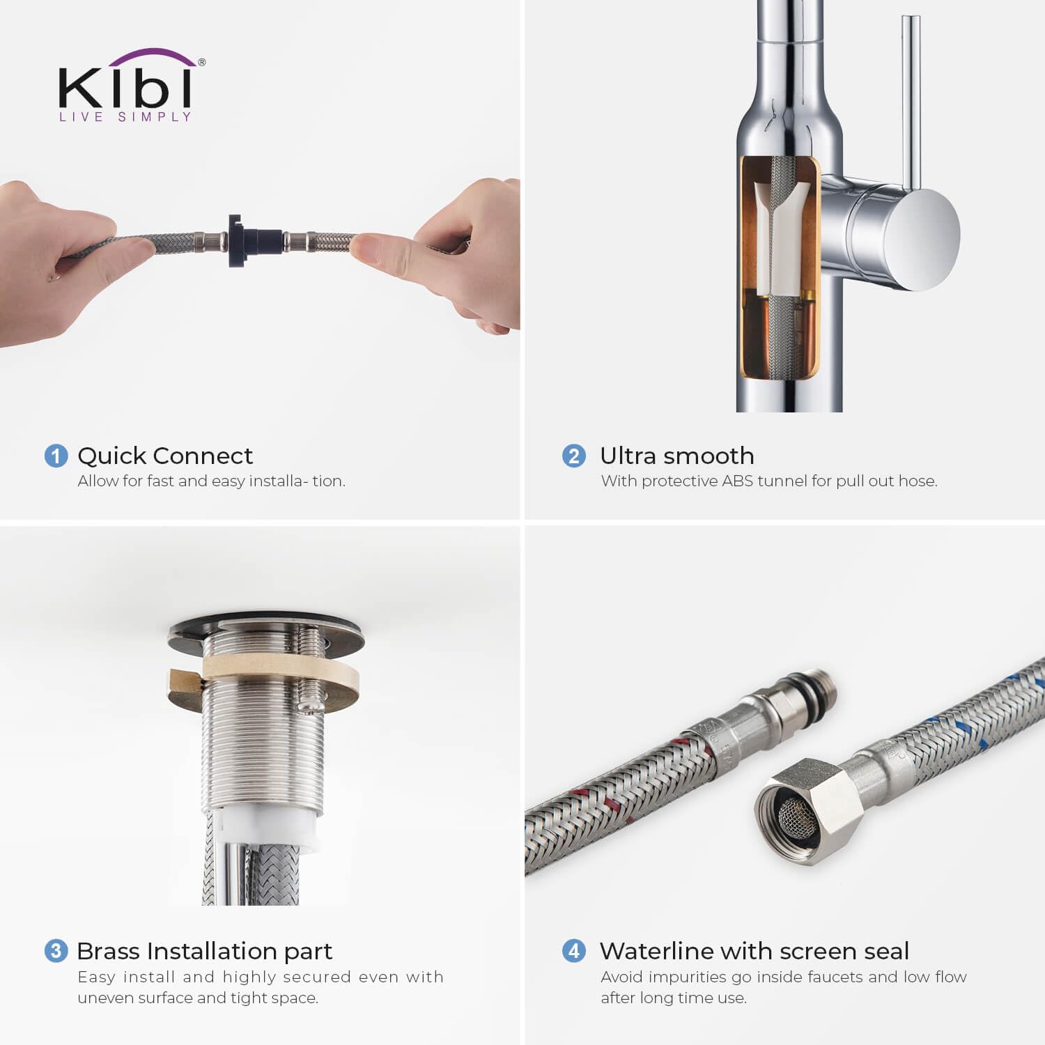 KIBI Macon Single Handle Pull Down Kitchen Faucet with Soap Dispenser - High Arc Spout for Easy Cooking