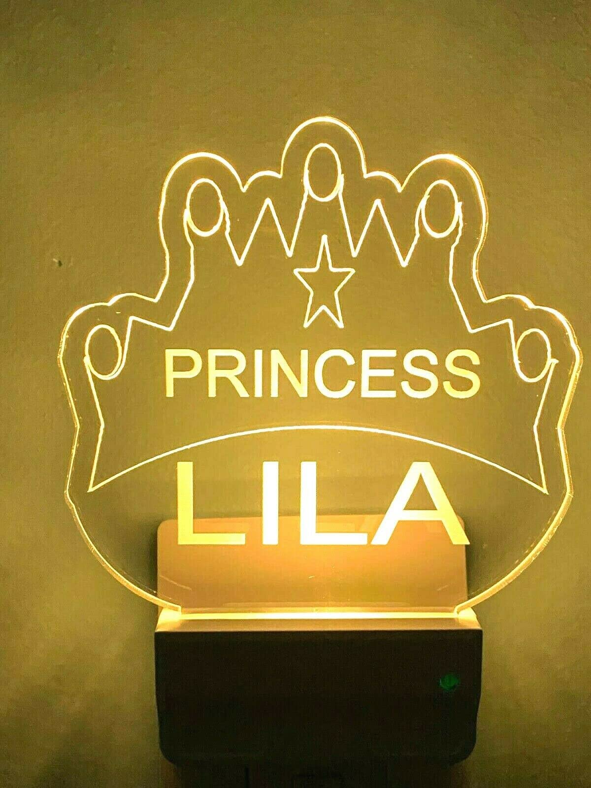 Personalized LED Night Light with Multi-Color Options - Ultra-Slim Touch Control, Dusk to Dawn Sensor, Perfect for Kids' Bedroom, Nursery, Bathroom & Hallway - Ideal Christmas/Birthday Gift (Princess Crown Design)