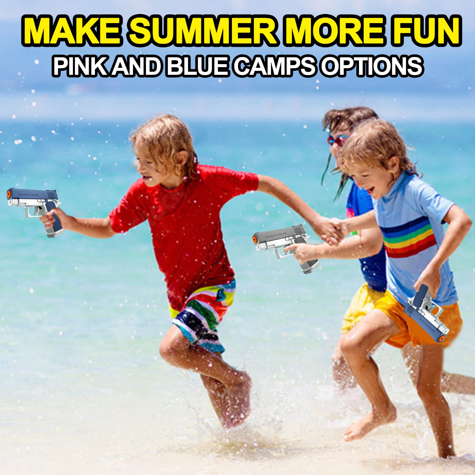 2 Pack Water Guns for Kids - 100CC Capacity Squirt Guns & Water Blasters, Outdoor Water Toys for Boys & Girls - Perfect for Pool, Beach, Summer Fun & Birthday Gifts (Blue & Gray)
