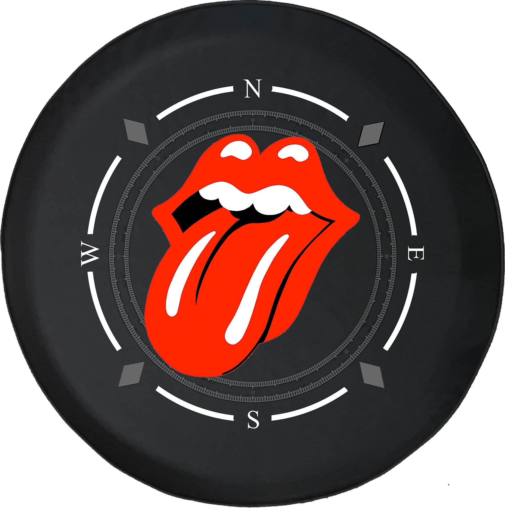 American Unlimited Spare Tire Cover with Compass & Red Lips Design - Universal Fit for SUV, Trailer, RV & Most Vehicles - Perfect for Off-Road Adventures & Road Trips