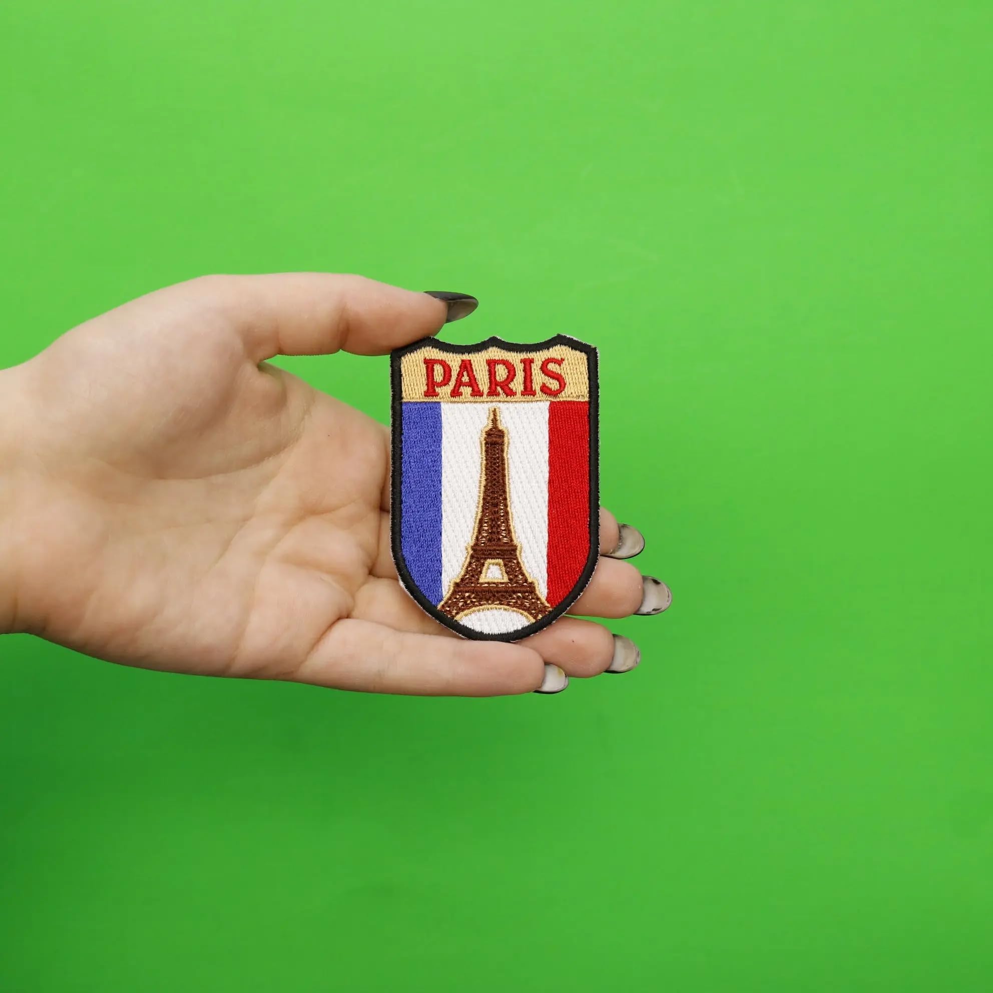 Paris France Shield Embroidered Iron On Patch for Jackets, Hats & Bags - Vintage French Flag Emblem Sew On Applique for DIY Crafts & Clothing Customization