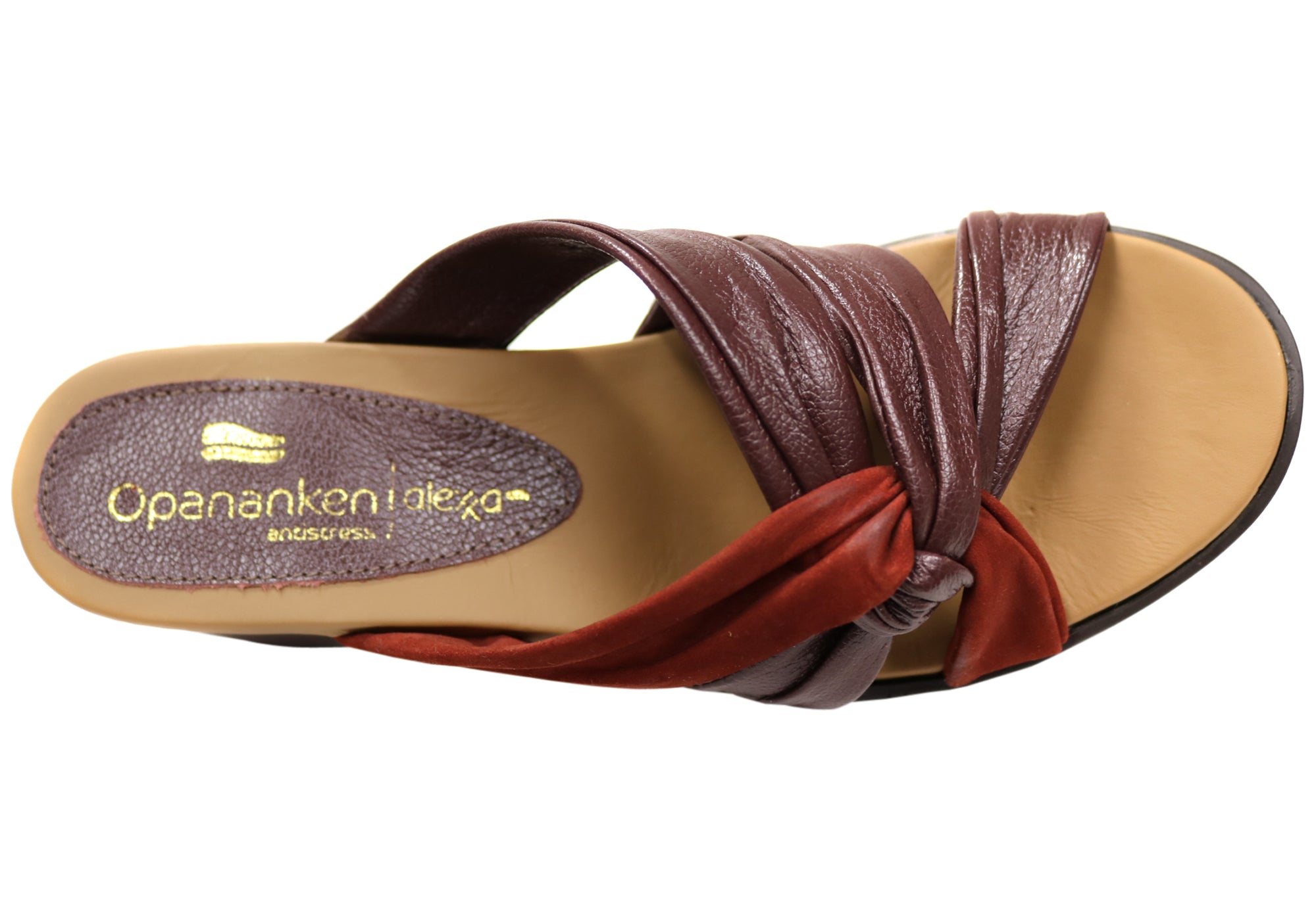 Opananken Women's Comfortable Leather Mid Heel Slide Sandals - Stylish & Supportive for Work, Travel & Casual Wear