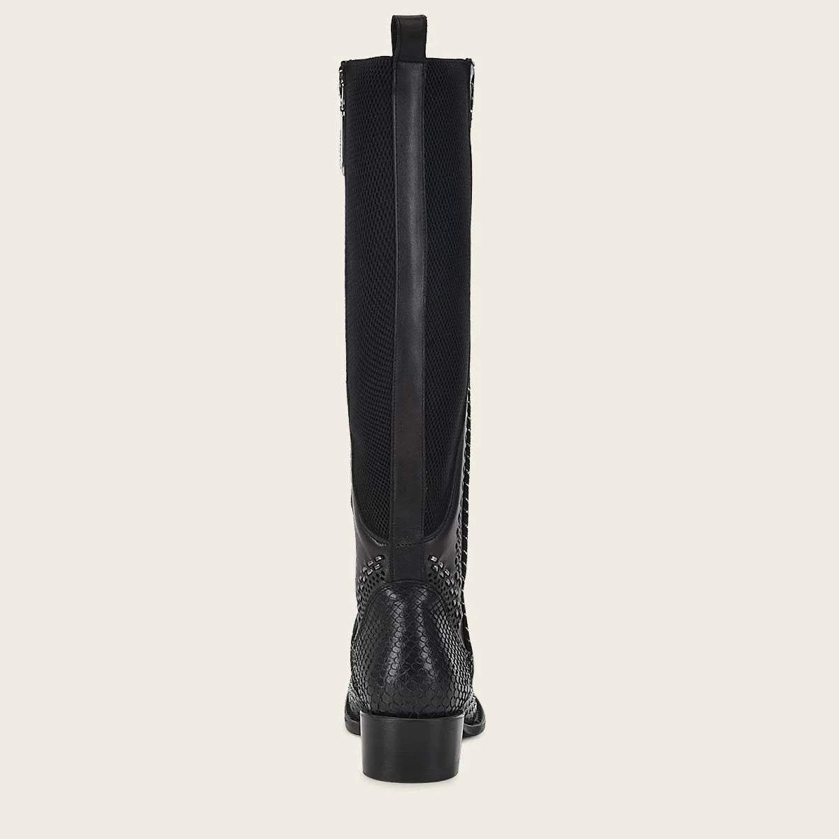 Women's Cuadra Black Casual Fashion Python Skin Stitched Tall Boots - Stylish Knee-High Boots for Everyday Wear, Office & Night Out