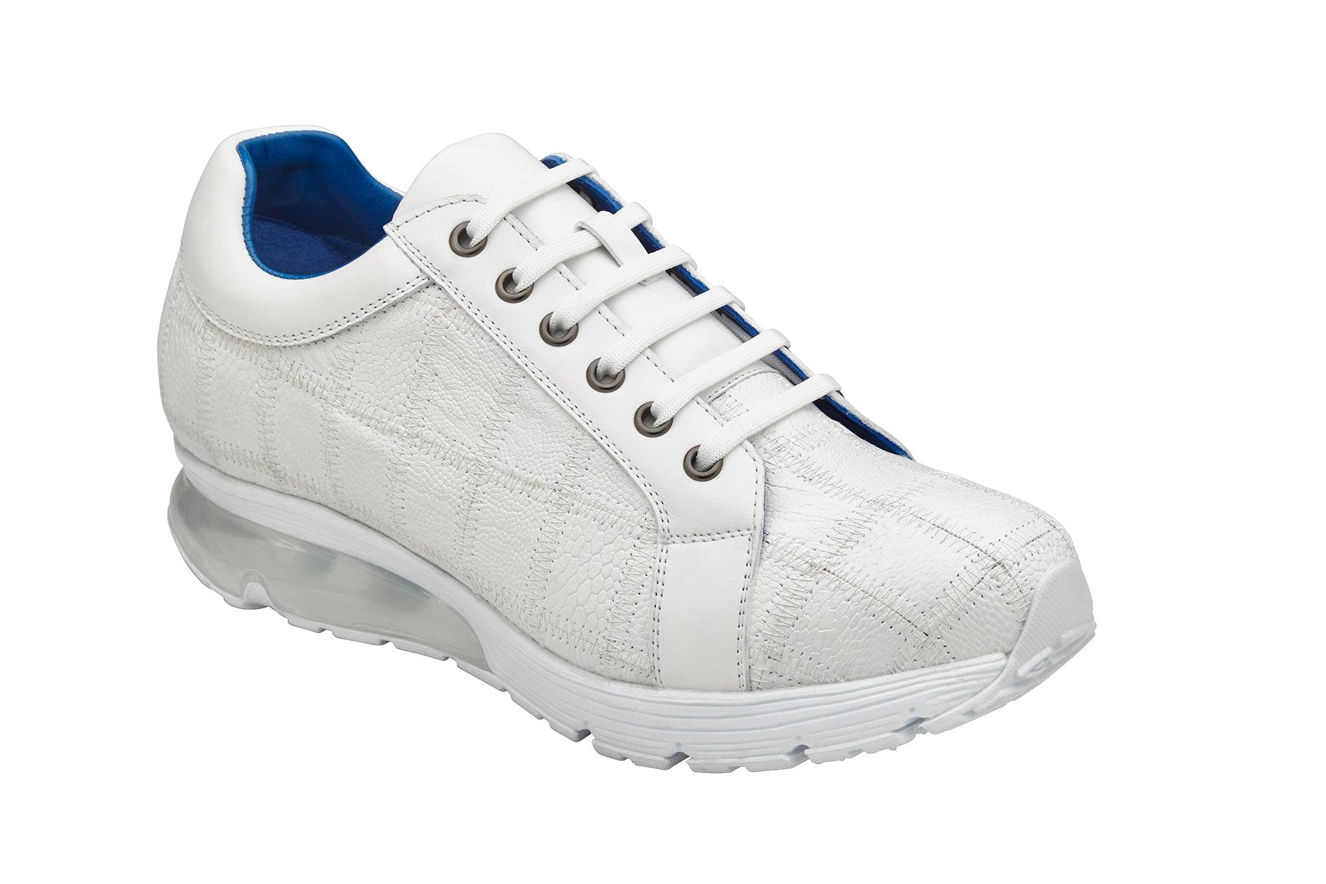 Belvedere Magnus Genuine Ostrich Leather Patchwork Sneakers - White E21 | Stylish Comfort for Casual Wear & Everyday Fashion