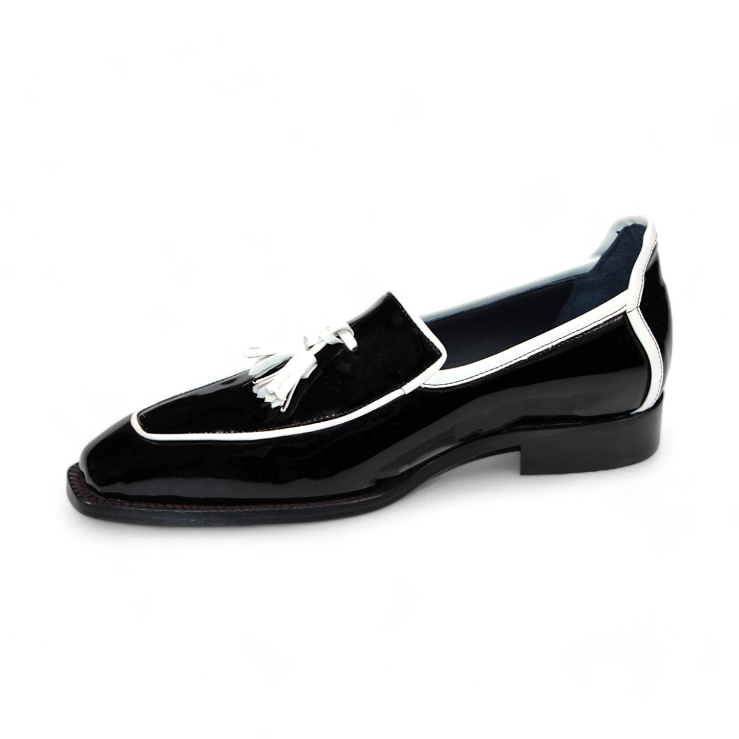 Duca Di Matiste Fano Men's Leather Dress Shoes - Black & White Oxfords for Business & Formal Occasions - Perfect for Weddings, Office & Special Events