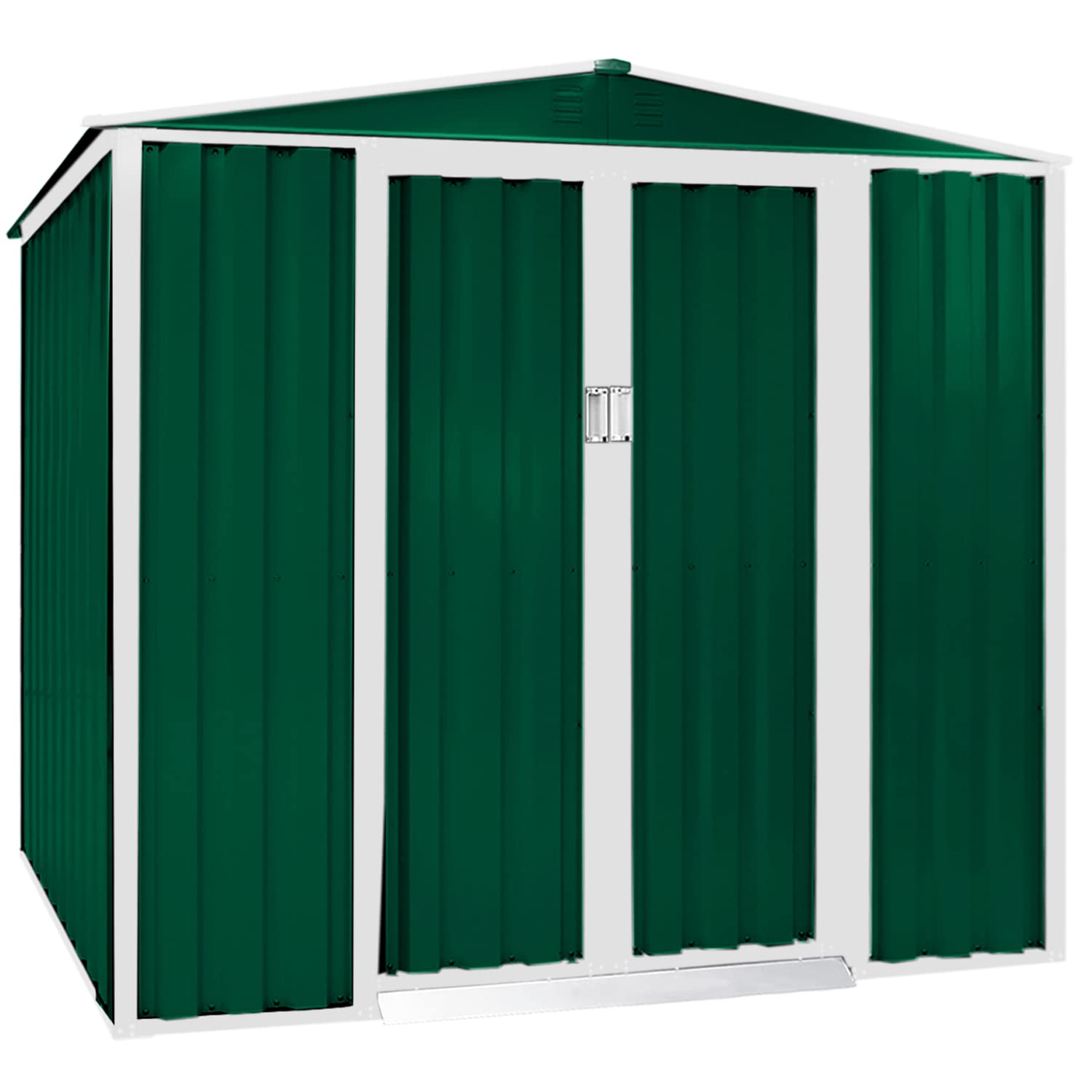 4' x 6' Outdoor Storage Shed with Sliding Door - Waterproof Garden Shed for Patio Furniture, Lawn Tools & Bike Accessories | Durable Weather-Resistant Green Backyard Shed for Deck, Poolside & Garage Organization