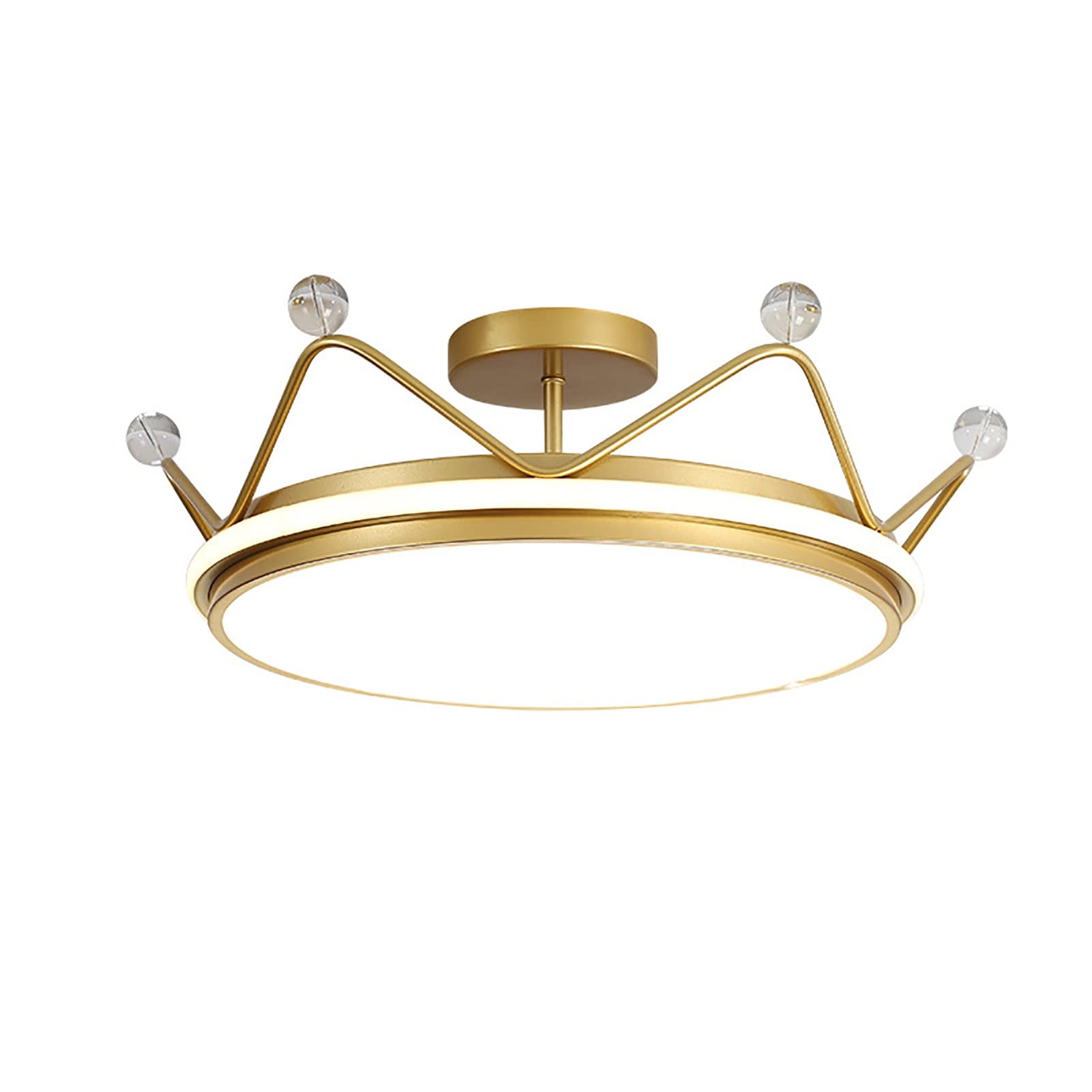 LAIDEPA LED Ceiling Light for Kids Room - Creative Crown Design Ceiling Fixture for Boys and Girls Bedroom - Cartoon Lighting with Gold & White Colors - 50CM 34W - Perfect for Nursery, Playroom and Children's Bedroom Decor