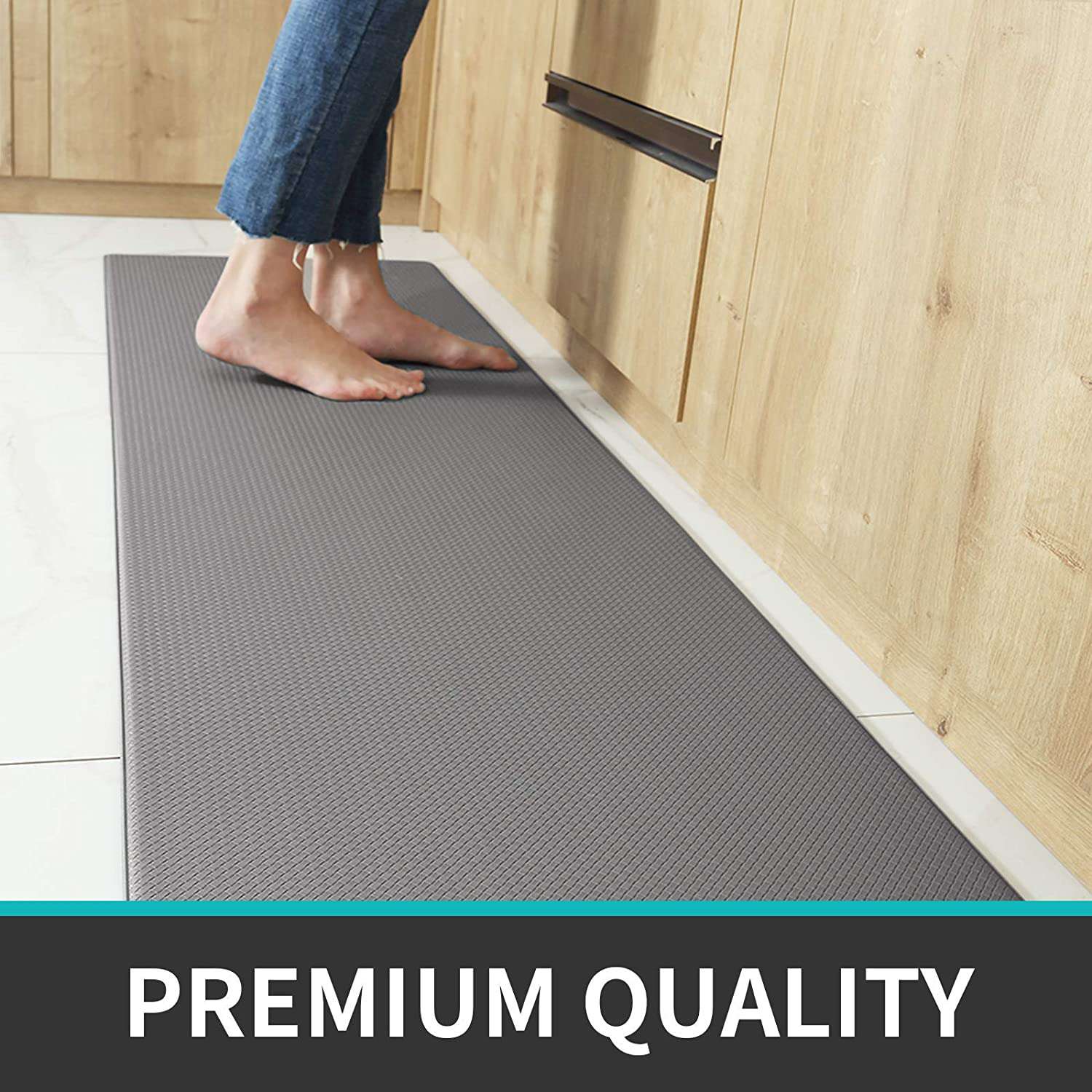 150cm Non-Slip Anti-Fatigue Kitchen Floor Mat - PU Leather Waterproof Rug for Cooking, Dishwashing & Standing Comfort - Perfect for Home Kitchen, Restaurant & Food Prep Areas