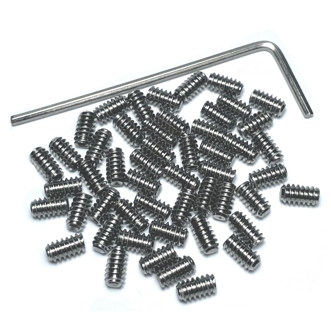 50pcs 6-32 x 1/4 Inch 304 Stainless Steel Hex Socket Set Screws with 1/16 Allen Wrench - Grub Screws for Furniture, Machinery & DIY Projects (1/4