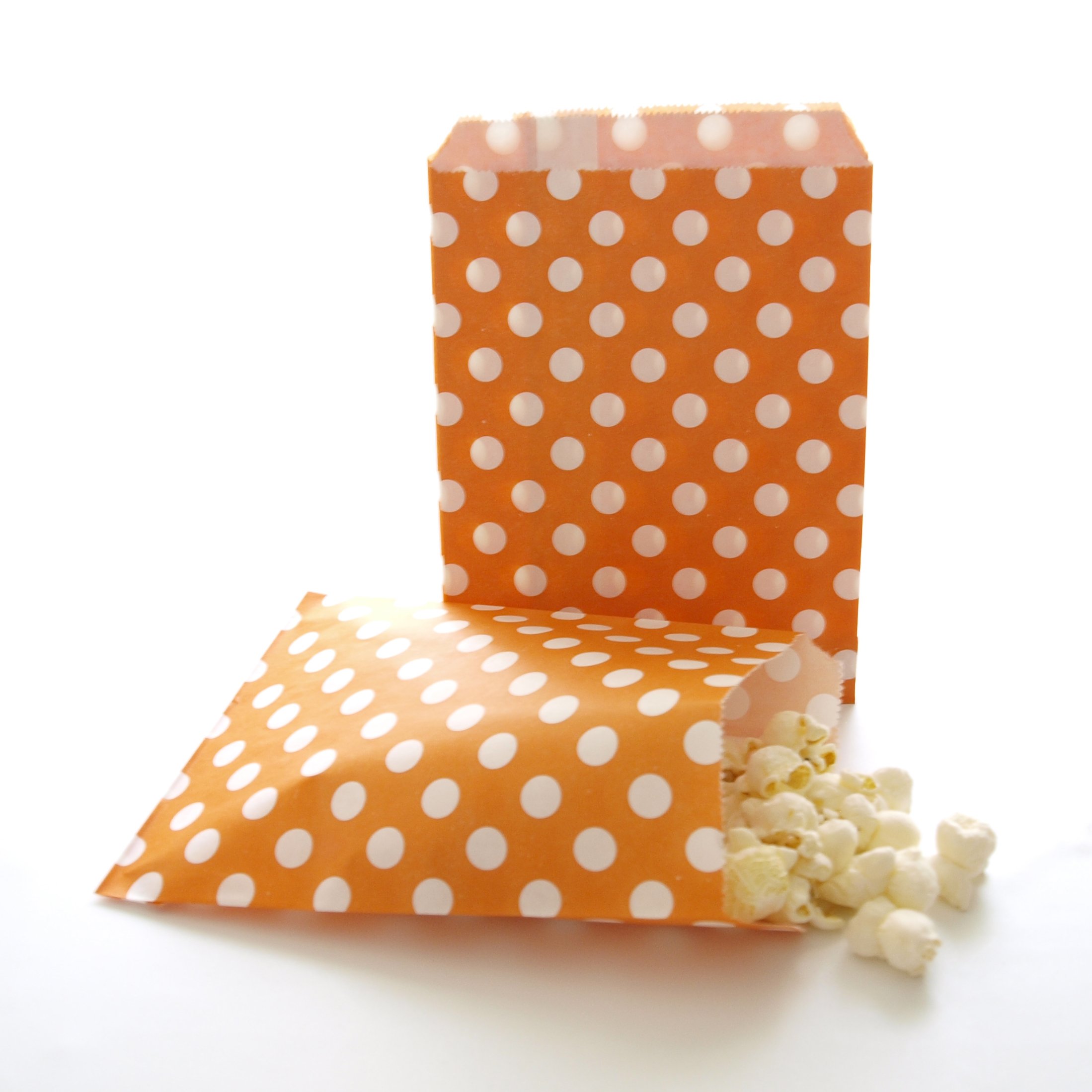 25 Pack Orange Polka Dot Treat Gift Bags for Candy & Piñata Toys | Birthday Party Favors, Thank You Gifts, Baby Shower & Holiday Celebration Supplies