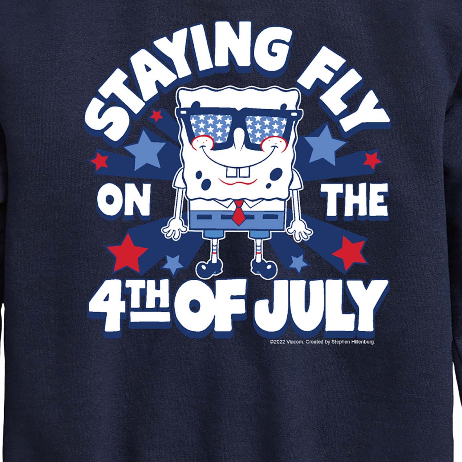 HYBRID APPAREL Spongebob Squarepants 4th of July Fleece Sweatshirt for Toddler & Youth | Soft Crewneck Pullover for Kids Holiday Outfits & Casual Wear