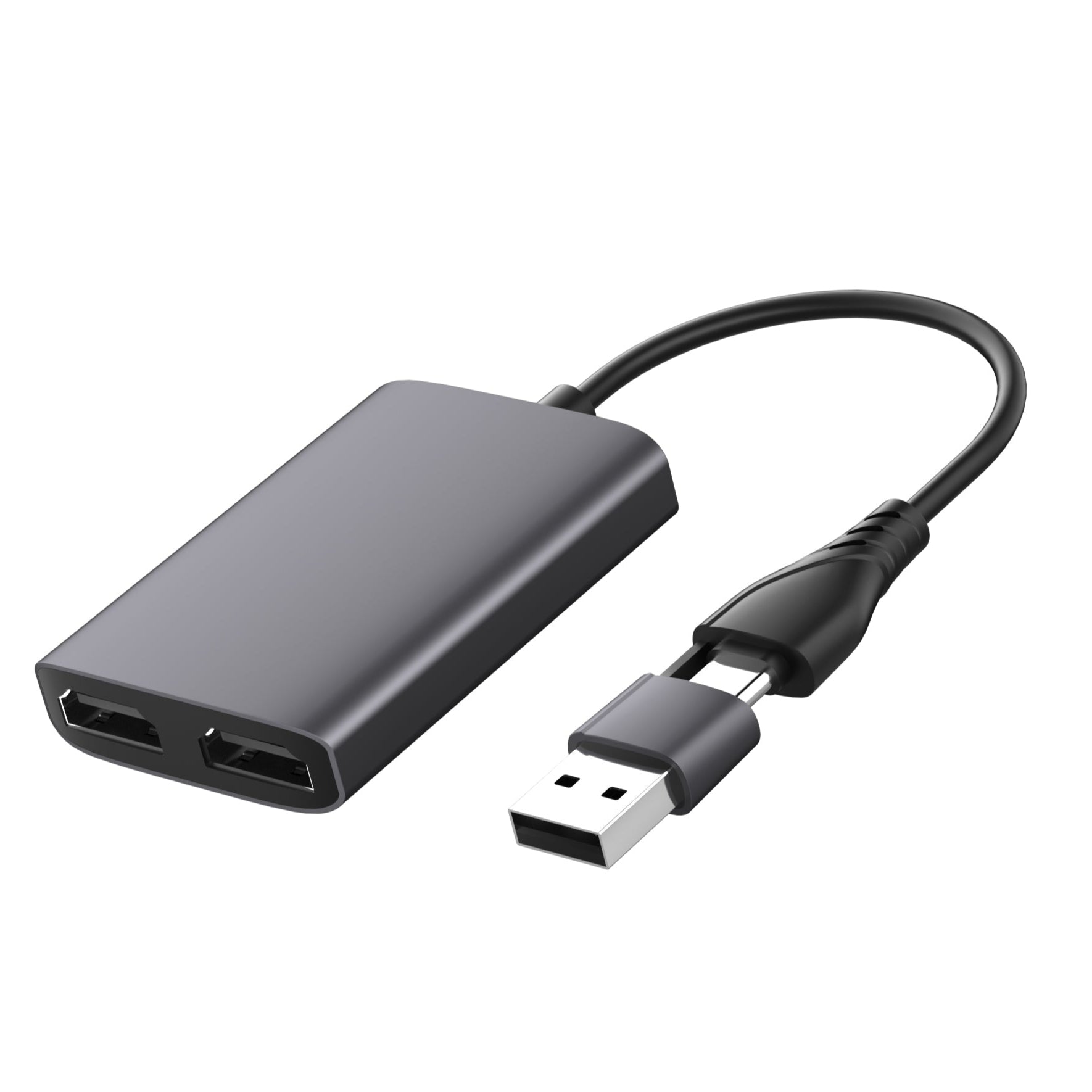 2 in 1 USB A & Type C to Dual HDMI Adapter 4K 60Hz - USB C to HDMI Converter for MacBook Pro/Air, Dell, HP Laptop - Dual Monitor Setup for Work, Gaming & Home Theater