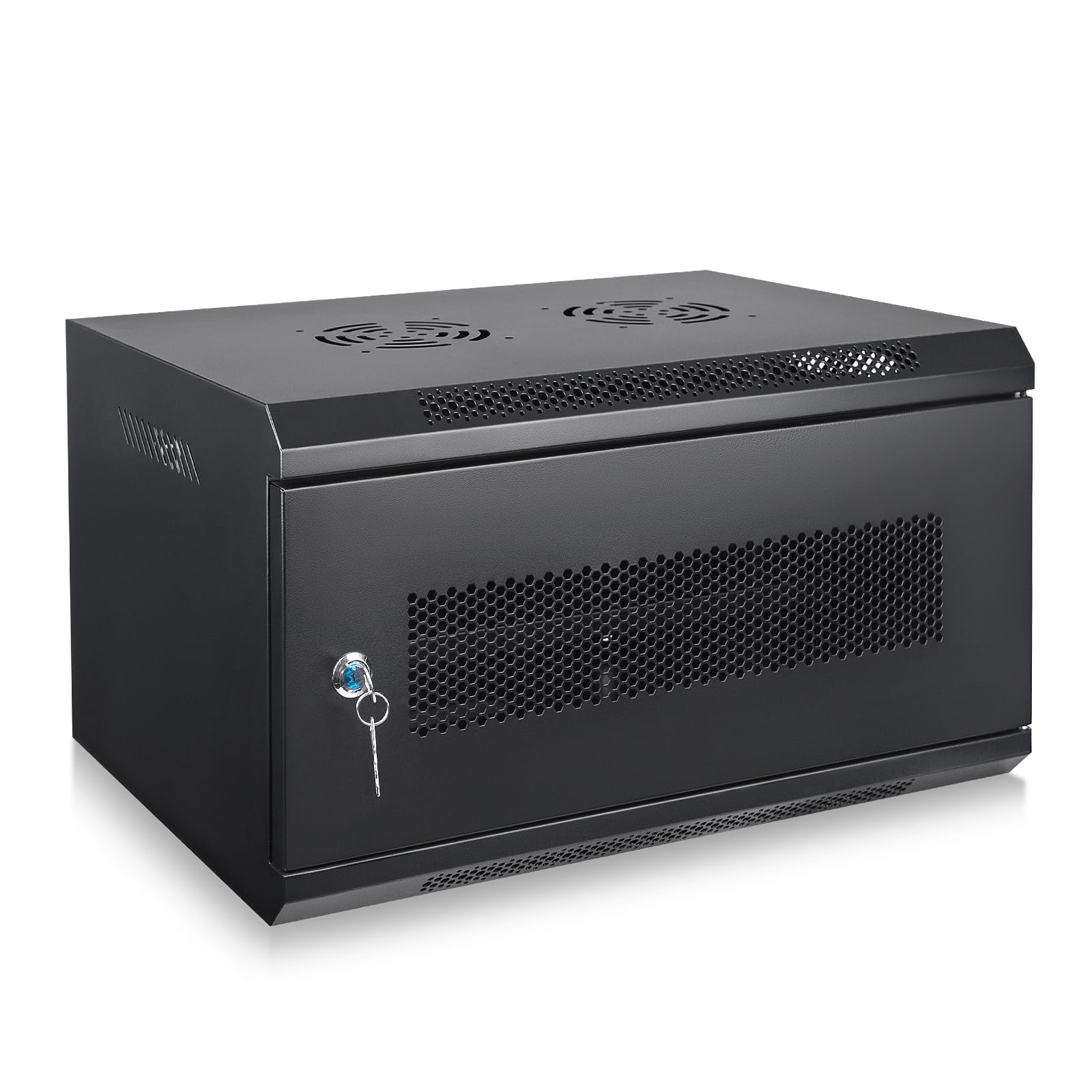 6U Wall Mount Server Cabinet - IT Network Rack Enclosure with Locking Door, Black (No Assembly Required) - Perfect for Data Centers, Server Rooms & Office Network Installations
