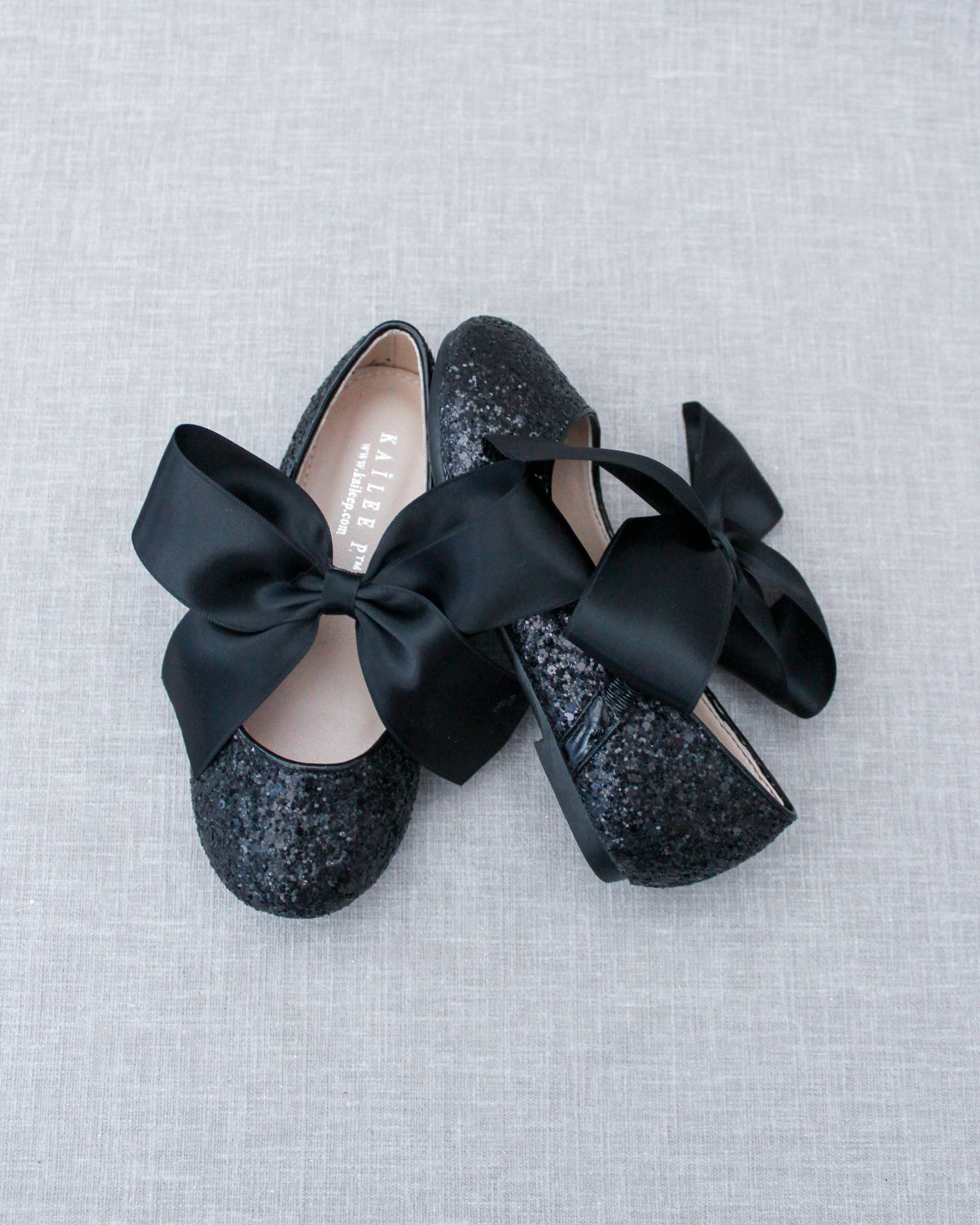 Sparkly Rock Glitter Mary Jane Ballet Flats with Elegant Satin Bow - Perfect for Weddings, Parties & Everyday Wear