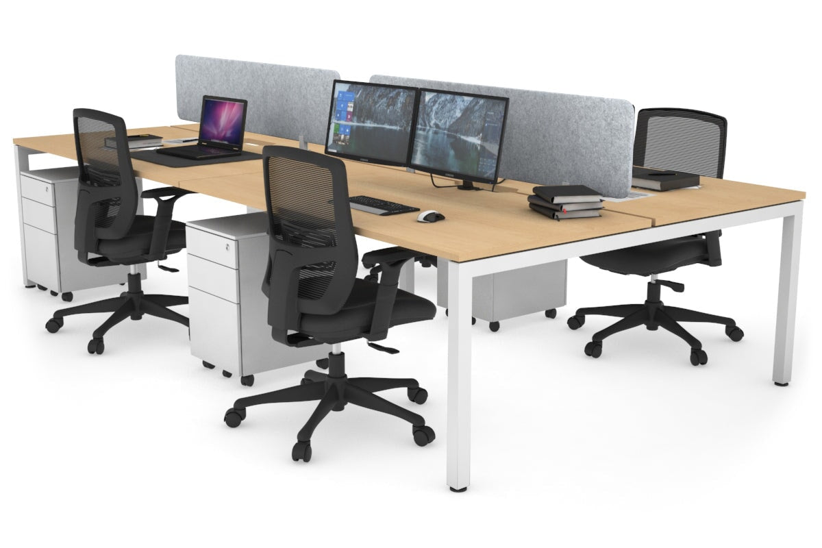 4-Person Office Workstation with Quadro Square Legs - 1800L x 800W Desk with Cable Management Scallop | Perfect for Collaborative Workspaces & Open Office Environments