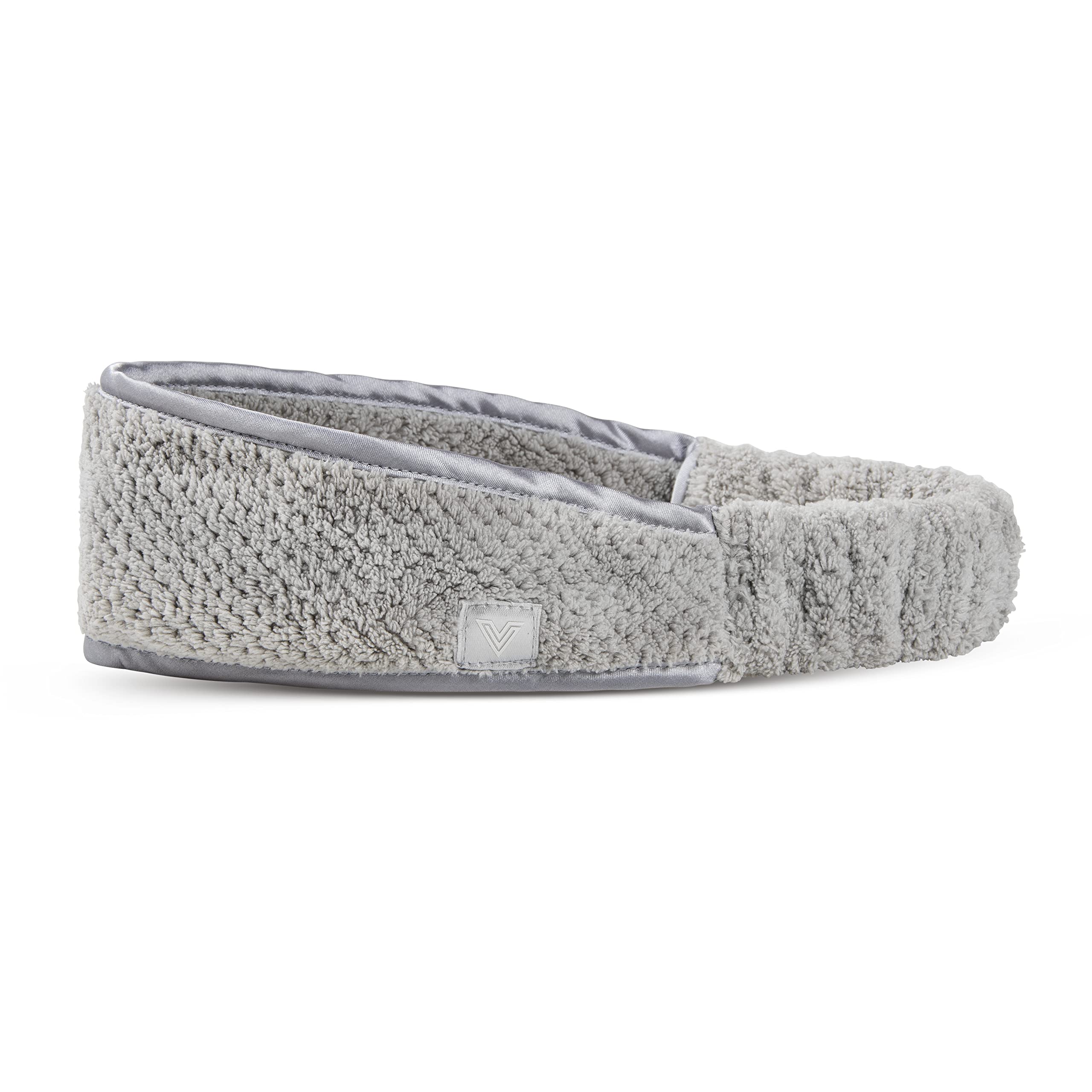 VOLO Luna Gray Spa Headband for Women - Ultra Soft & Absorbent Microfiber Hair Band for Makeup, Skincare, Washing Face, Shower & Spa | Stretchy Non-Slip Design Fits All Head Sizes | Perfect for Facial Treatments, Yoga & Relaxation at Home
