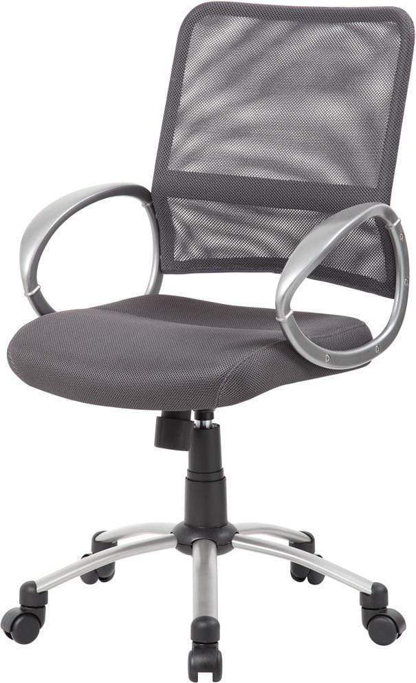 Boss B6416 Mesh Back Office Chair with Pewter Finish - Ergonomic Task Chair for Home & Office Workspaces