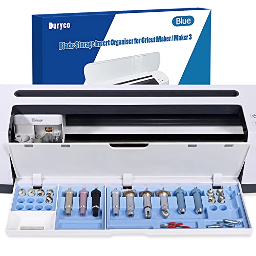 Duryeo Blade Storage Insert for Cricut Maker 3 & Maker - Blades Tray Organizer with Drawer & QuickSwap Tip Accessories (Blue) - Perfect for Crafting, Scrapbooking & DIY Projects (Blades & Housing Not Included)