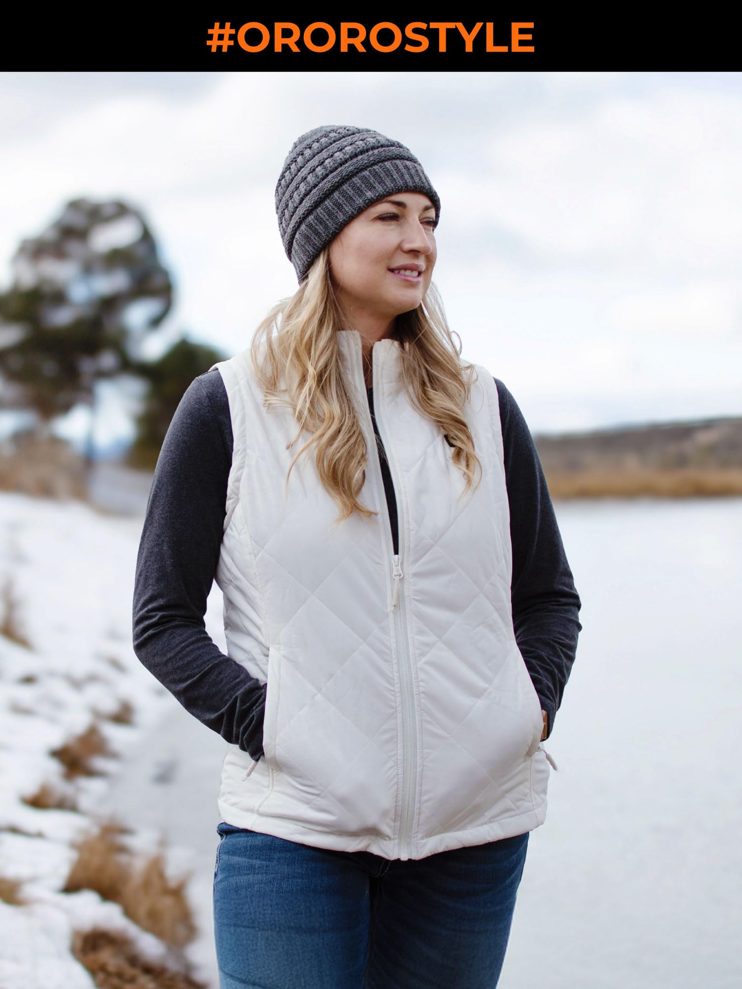 ORORO Women's Lightweight Quilted Heated Vest with Rechargeable Battery - Winter Warm Electric Jacket for Outdoor Activities, Hiking, Camping & Cold Weather
