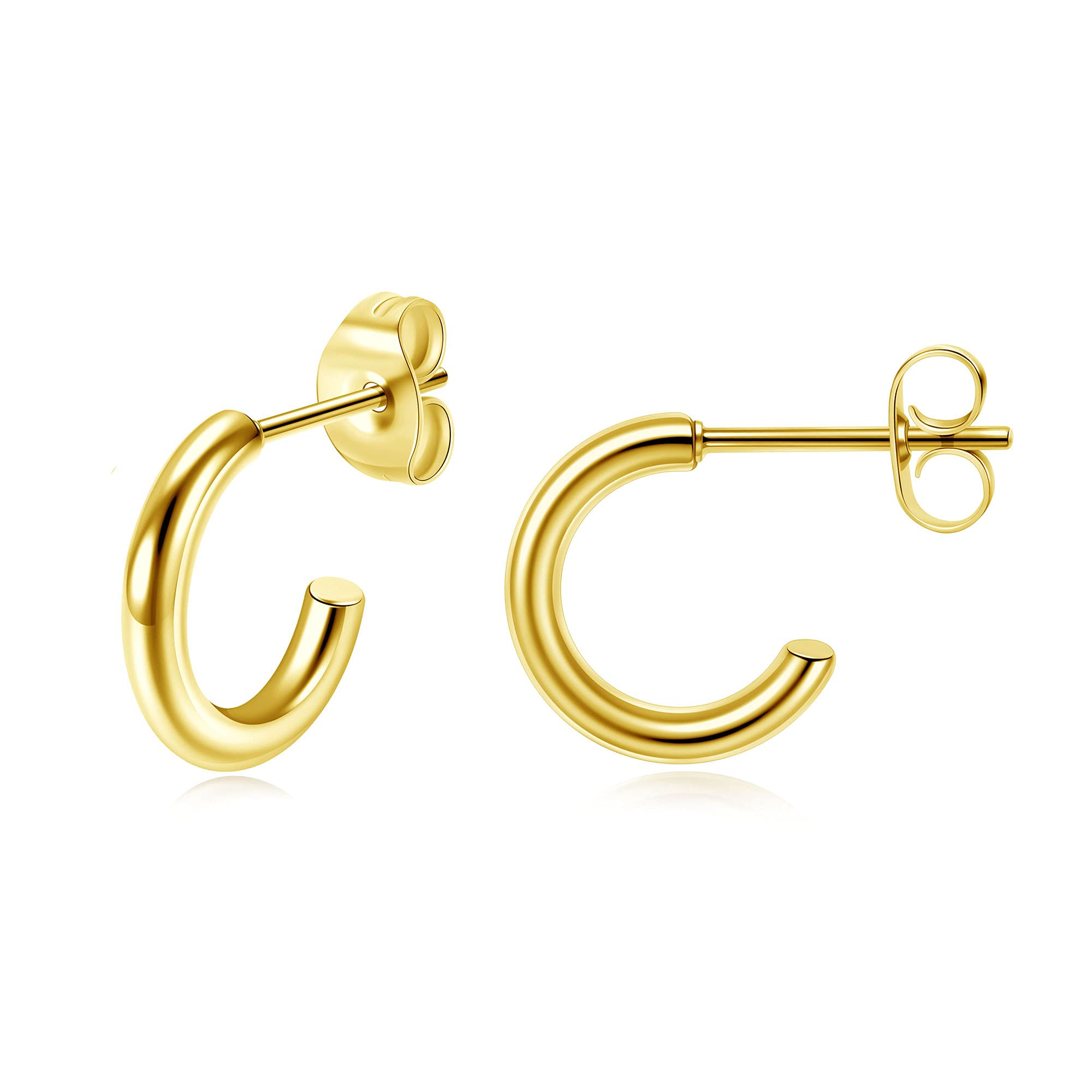 10 Pairs 14K Gold Plated Hoop Earrings for Women & Men – Hypoallergenic Chunky Huggie Safety Pin Earrings | Perfect for Gifts, Parties, and Everyday Wear
