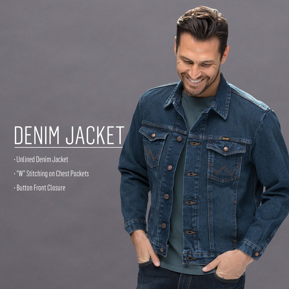 Wrangler Men's Cowboy Cut Western Unlined Denim Jacket - Classic Blue Denim Workwear for Ranch, Rodeo & Casual Outfits