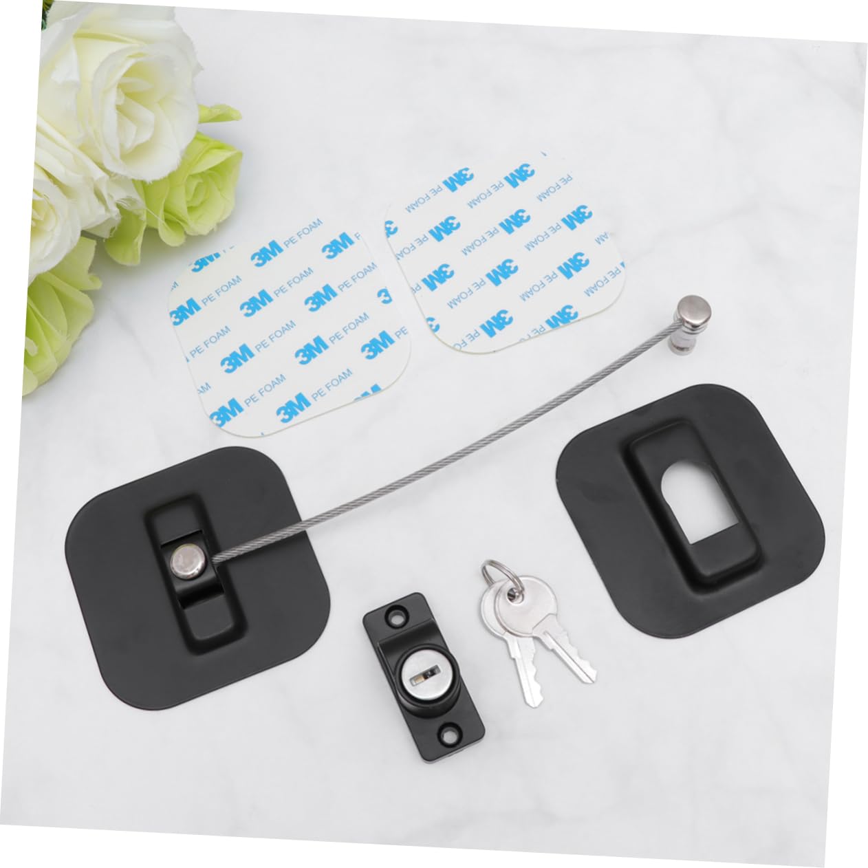 Child Proof Window Locks (3-Pack) - Baby Safety Black Cable Locks for Sliding Windows - Easy Install No Drill Security - Perfect for Homes with Toddlers & Pets