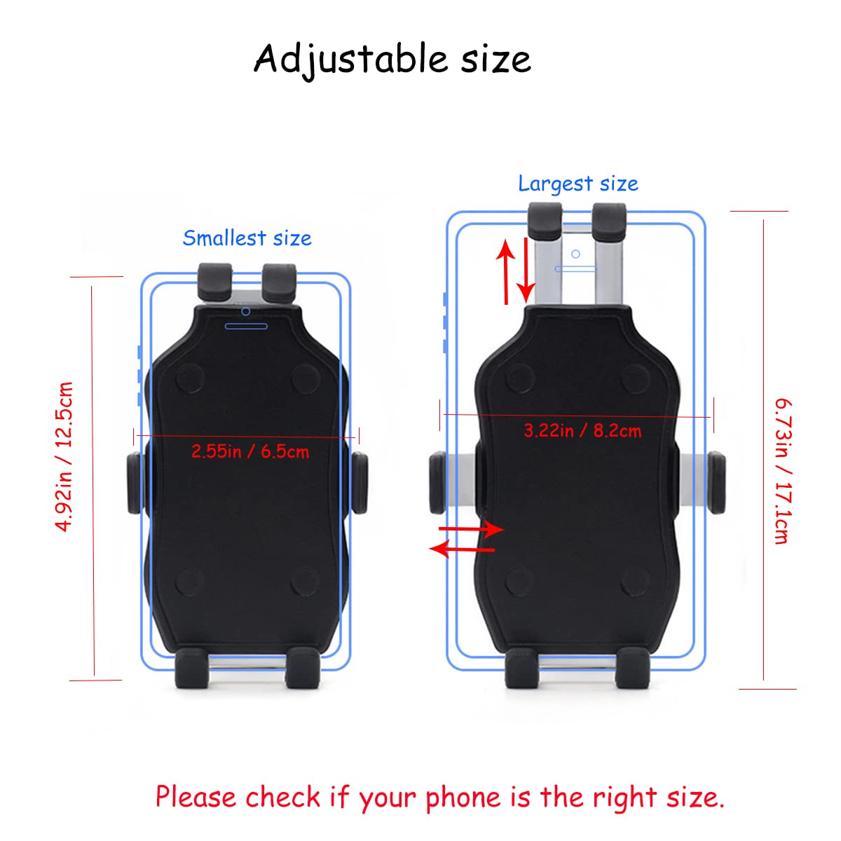 KUCEHIUP Universal Motorcycle Phone Mount Holder - Compatible with 5.5-7 Inch Smartphones, Fits All Motorcycles with Holes (Black) - Perfect for GPS Navigation & Hands-Free Riding