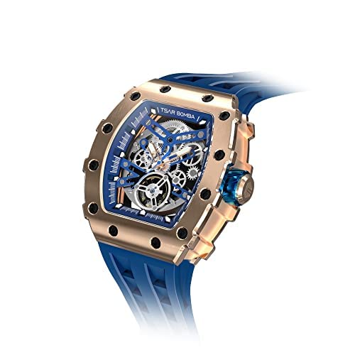Luxury Men's Automatic Mechanical Watch - 50M Waterproof Japanese Movement Square Wristwatch with Fluorine Rubber Strap & Luminous Dial - Elegant Gift for Him - Perfect for Business, Formal Events & Everyday Wear