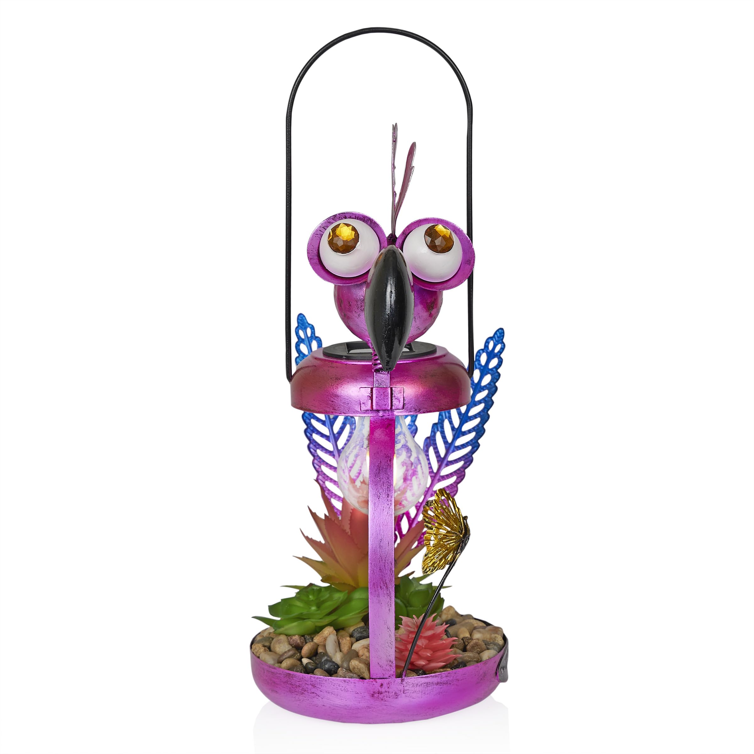 Solar-Powered Metal Flamingo Garden Light - 16
