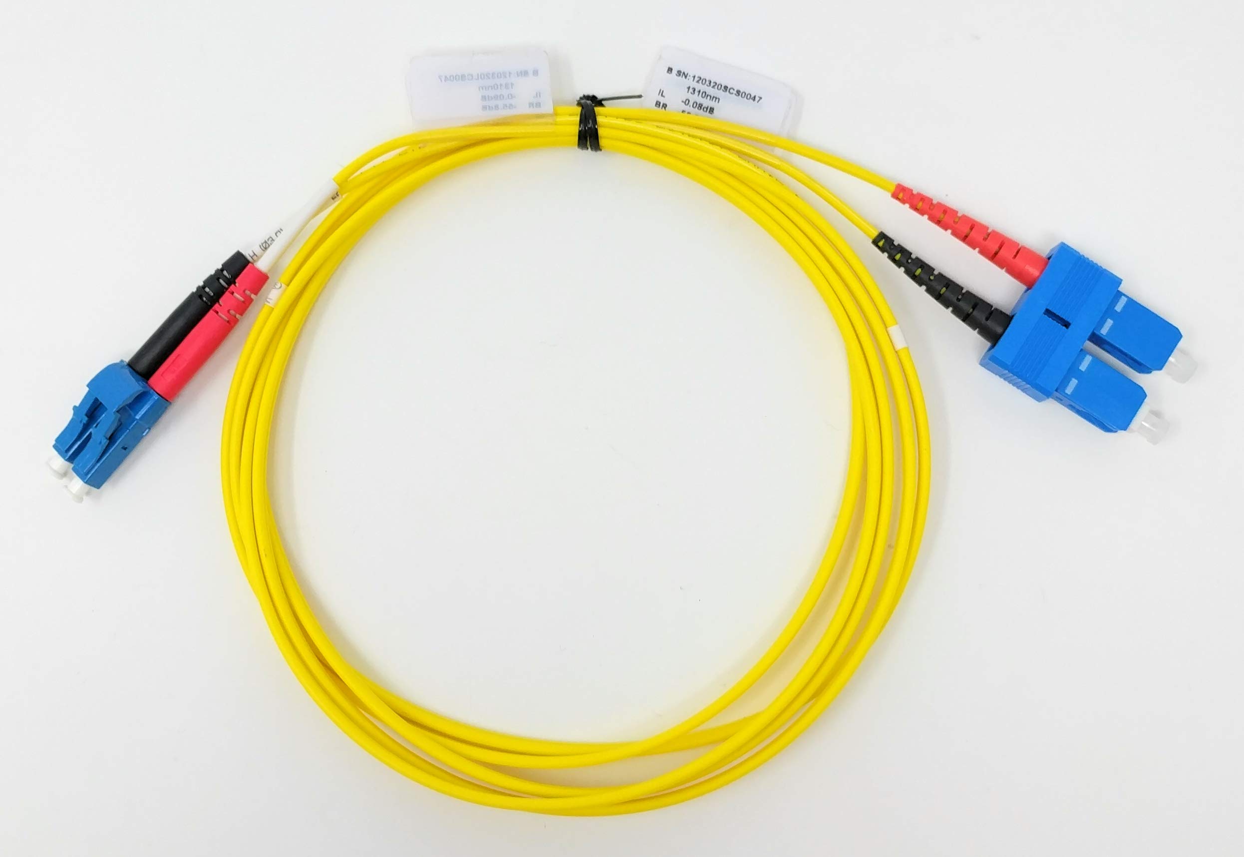 10 Pack LC to SC Duplex Single Mode Fiber Optic Cable 2M (9/125) Yellow - High Speed Data Transmission for Home/Office Network, Server Rooms & Data Centers