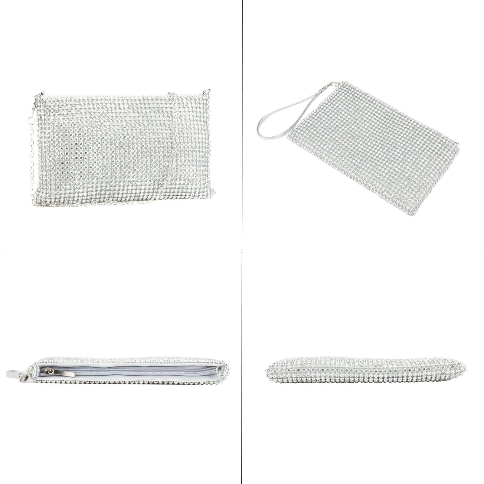 Sparkling Mesh Clutch Purse for Women - Small Evening Bag with Crystal Embellishments, Wristlet Wallet for Phone & Essentials - Perfect for Parties, Weddings & Special Occasions