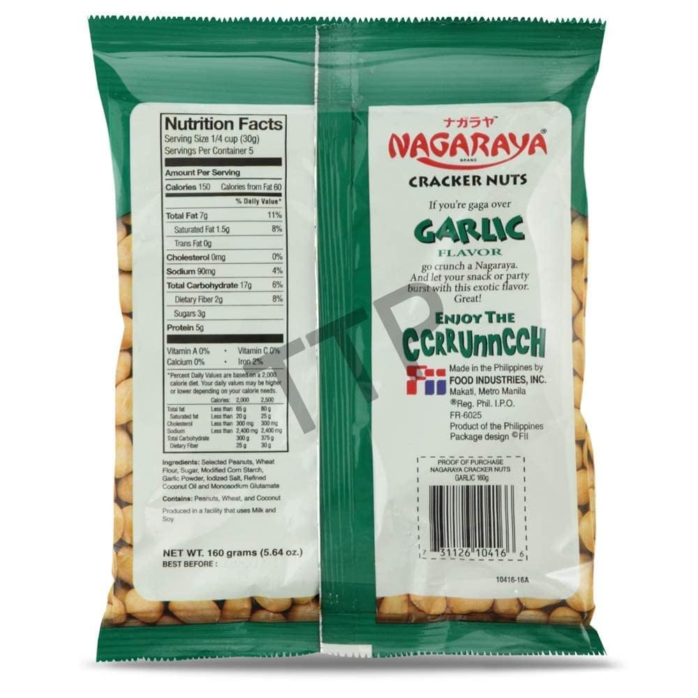 Nagaraya Garlic Cracker Nuts - 5 Pack (160g Each) | Crunchy Snack for Parties, Movie Nights & On-the-Go