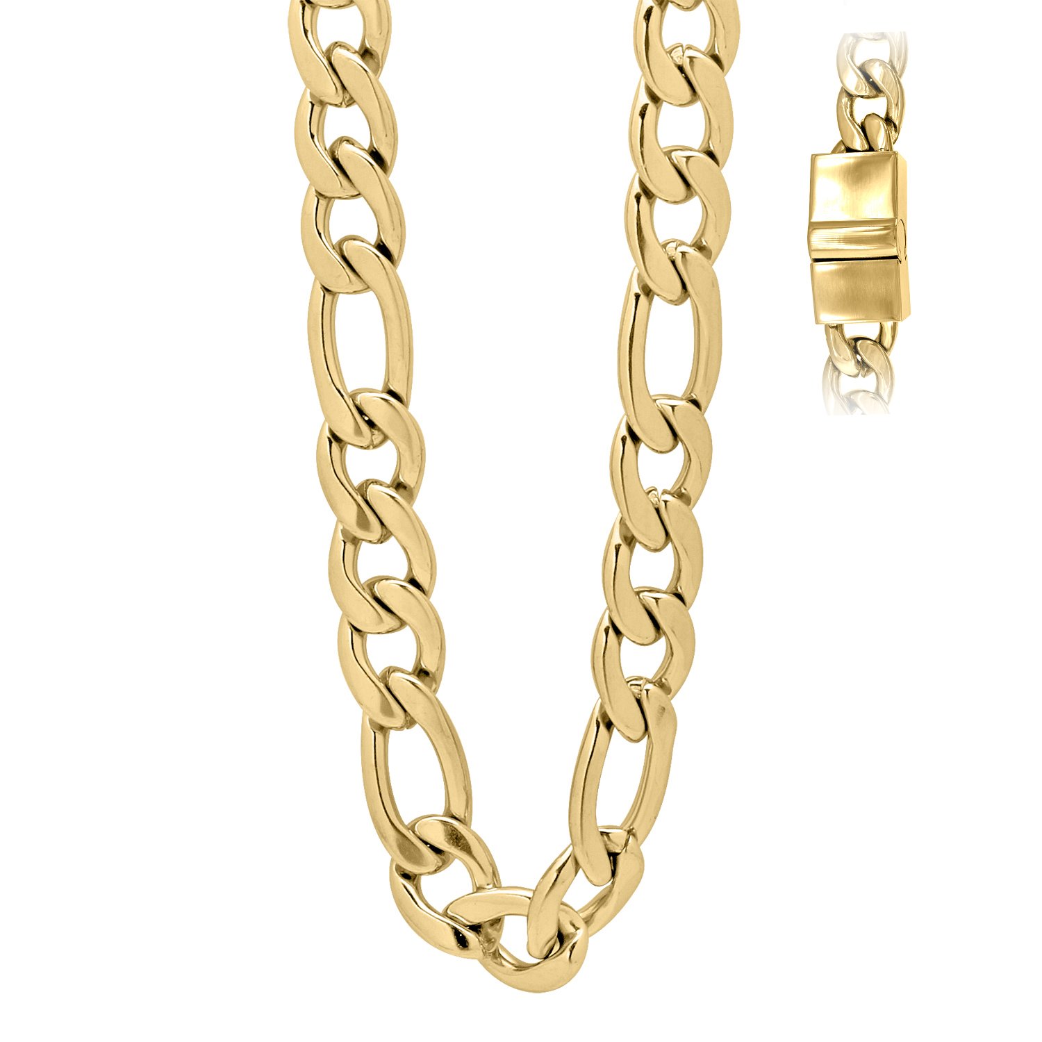 10.5mm Yellow Fashion Link Chain Necklace for Men & Women - 26-30 Inches Unisex Jewelry - Perfect for Casual Wear, Parties & Gifts