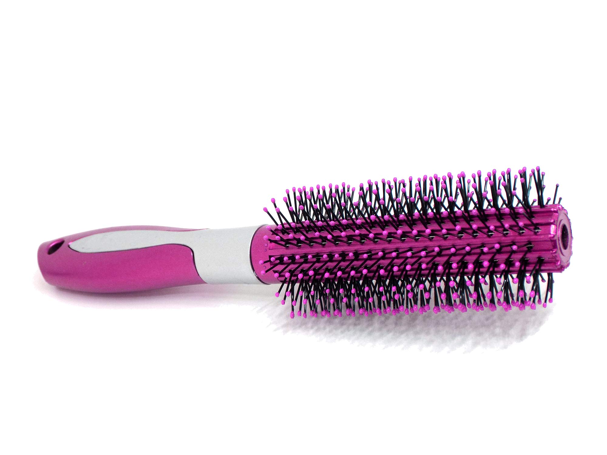 AASA Round Hair Brush with Soft Nylon Bristles for Smooth Styling - Volumizing & Detangling Hair Brush for Women & Men - Perfect for Blowouts, Curls & Daily Hair Care (Dark Pink, Pack of 1)