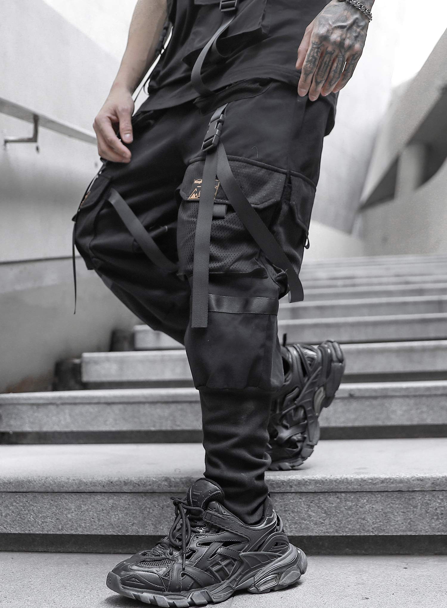Men's Punk Streetwear Cargo Jogger Pants - Stylish Outdoor & Casual Wear for Urban Fashion, Hiking & Street Style