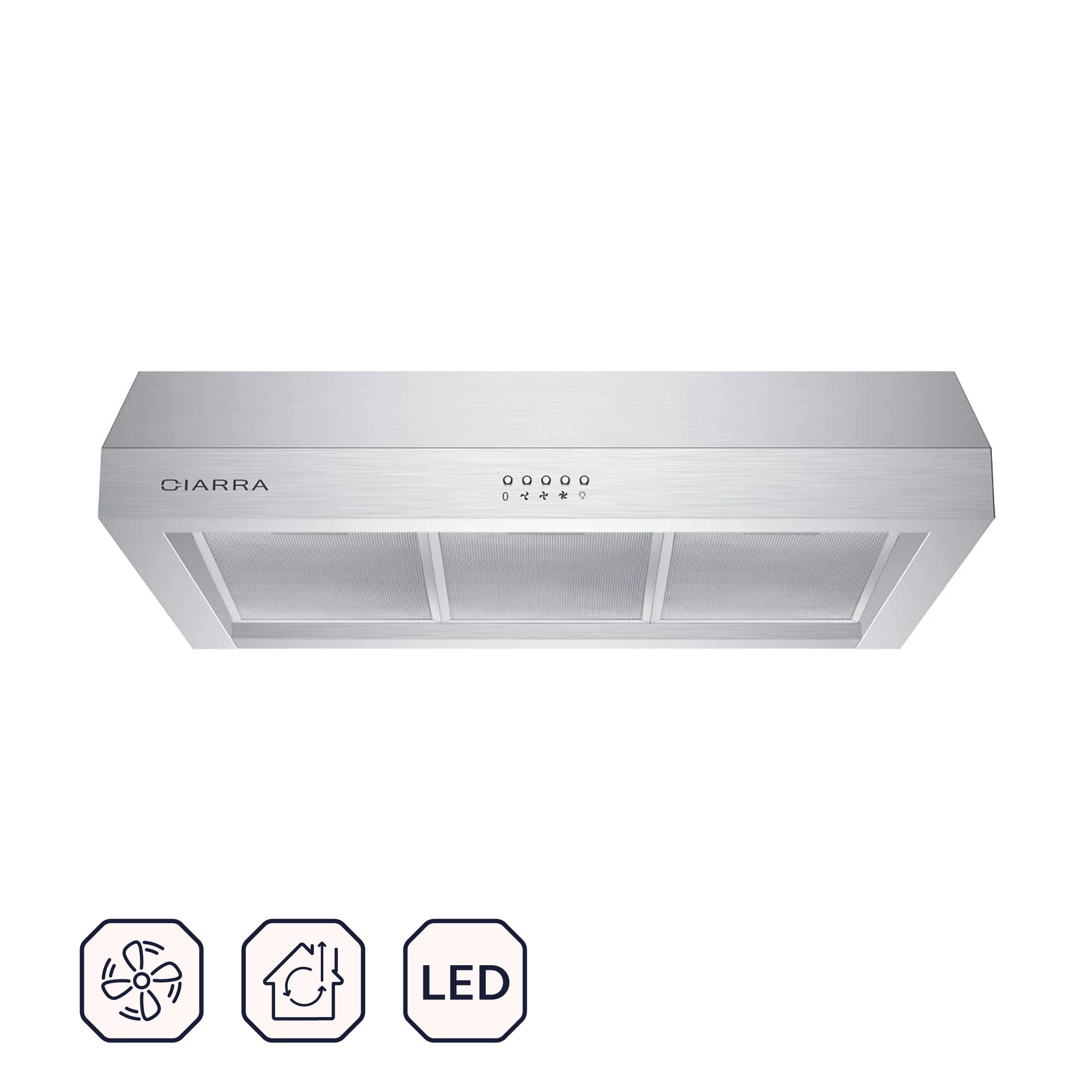 CIARRA 30 Inch Under Cabinet Range Hood CAS75908A OW - Stainless Steel Kitchen Vent Hood for Stove, Powerful Exhaust Fan with LED Lights - Perfect for Home Cooking and Smoke Removal