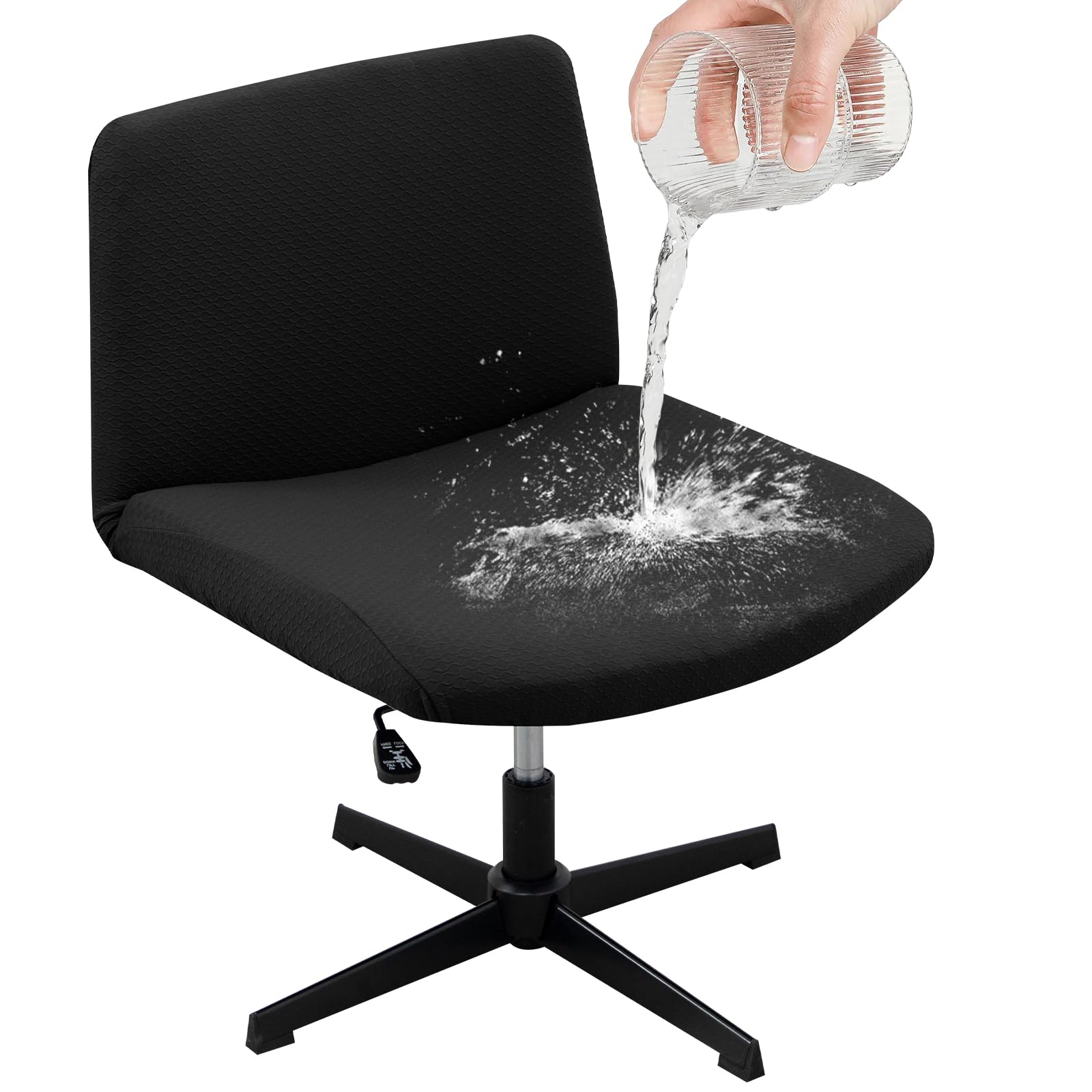 Waterproof Armless Chair Slipcover - 100% Knitted Jacquard Modern Criss Cross Design for Office Desk & Vanity Chairs - Mid Back Accent Chair Cover for Home & Office Use - Spill Protection & Stylish Upgrade for Dining, Living Room or Workspace