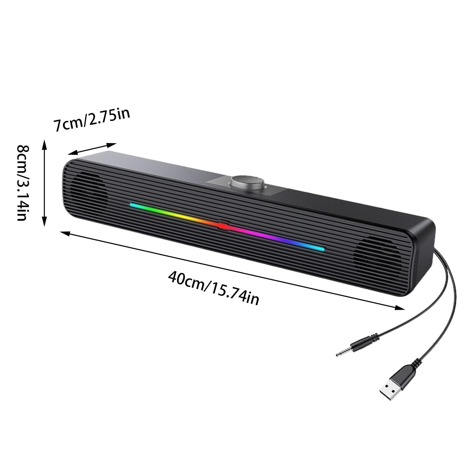 Premium USB-Powered Computer Soundbar with RGB Lighting - High-Quality Desktop Speakers for Laptops, PCs, Gaming & Home Office | Perfect for Music, Movies, Video Calls & Gaming Setup Accessories