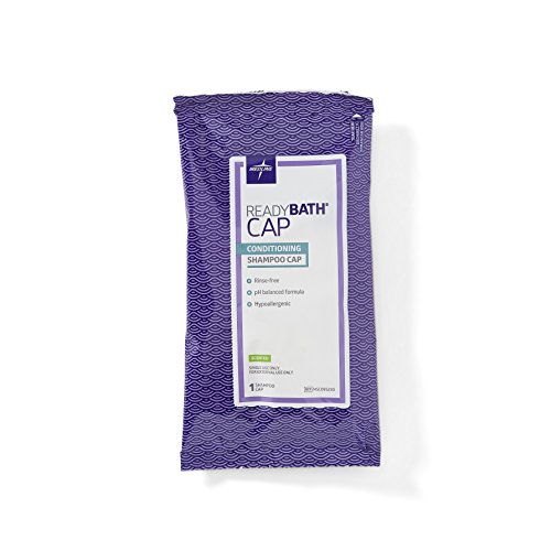 Medline ReadyBath Scented Rinse-Free Shampoo Cap with Conditioner, 30 Count - No Rinse Hair Wash for Bedridden Patients & Elderly Care at Home/Hospital
