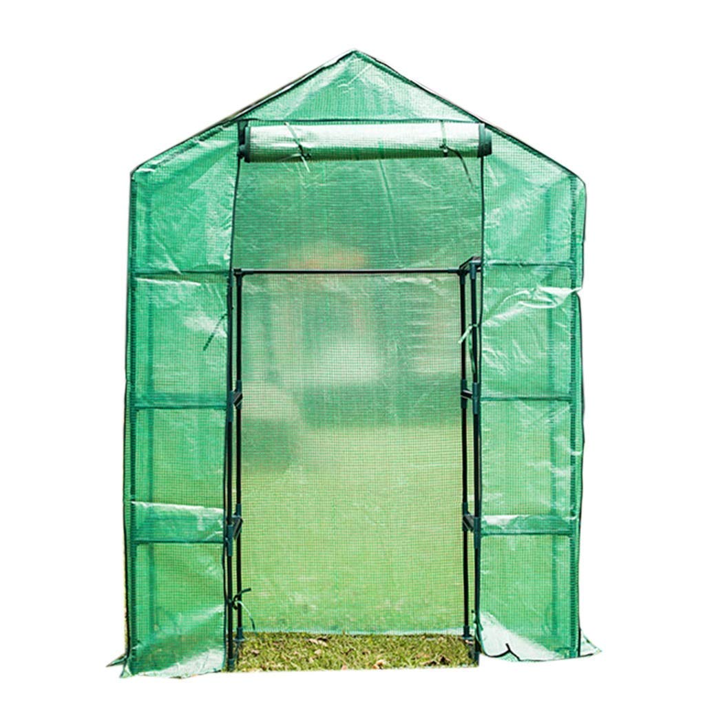 Balcony Greenhouse with Shelves - 140×70×194cm Walk-in Poly Tunnel Greenhouse for Plants, Durable Steel Frame with Removable Cover - Perfect for Small Space Gardening, Herb Growing & Urban Farming