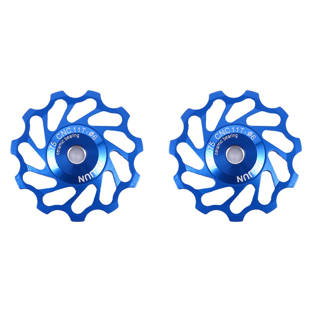 VGEBY 2Pcs Ceramic Bearing Bicycle Derailleur Pulley Wheels - 11T & 13T Replacement Set (Blue 11T) - High-Speed Road Bike Rear Derailleur Upgrade - Smooth Shifting for Mountain & Road Bikes