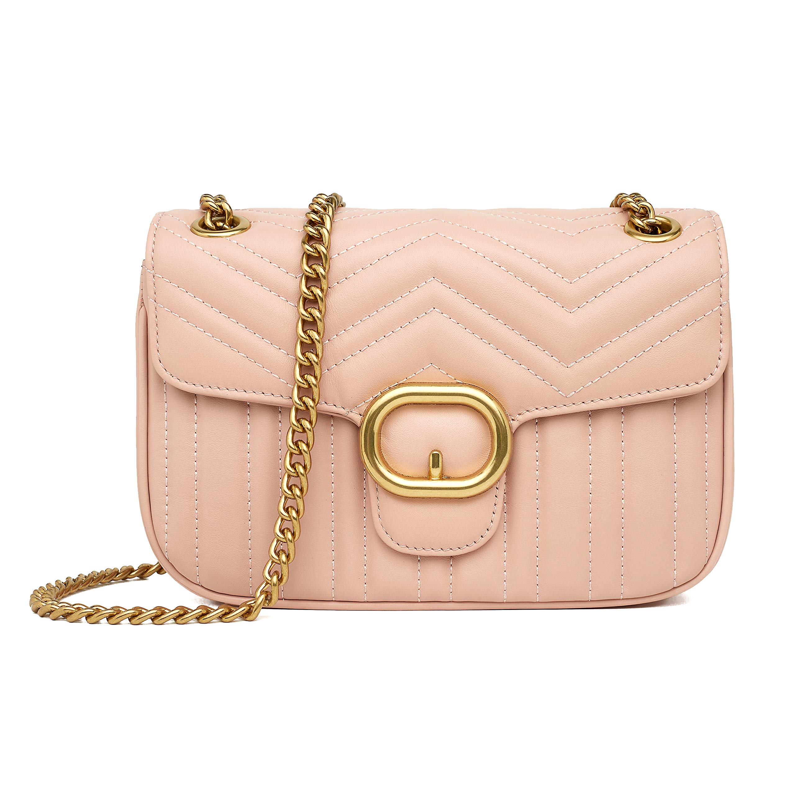 Chrysansmile Genuine Leather Quilted Crossbody Bag for Women - Stylish Shoulder Purse with Detachable Chain - Perfect for Work, Travel & Evening Out