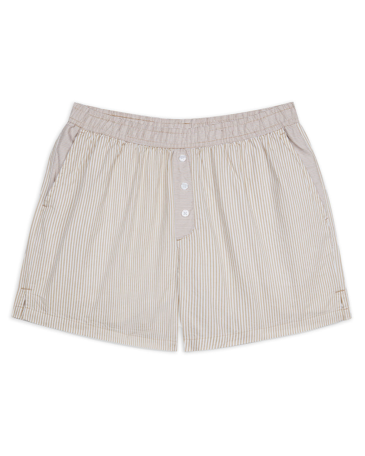 Stylish Cotton Poplin Stripe Shorts for Women - Comfortable Beige Summer Casual Shorts | Perfect for Beach, Vacation & Everyday Wear