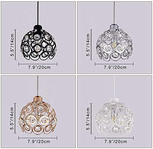 3-Pack H-Type Track Light Pendants with Crystal Lampshade & Black Iron Cage - Modern Restaurant Chandelier Lighting (Bulb Not Included) - Perfect for Dining Rooms, Cafes and Commercial Spaces